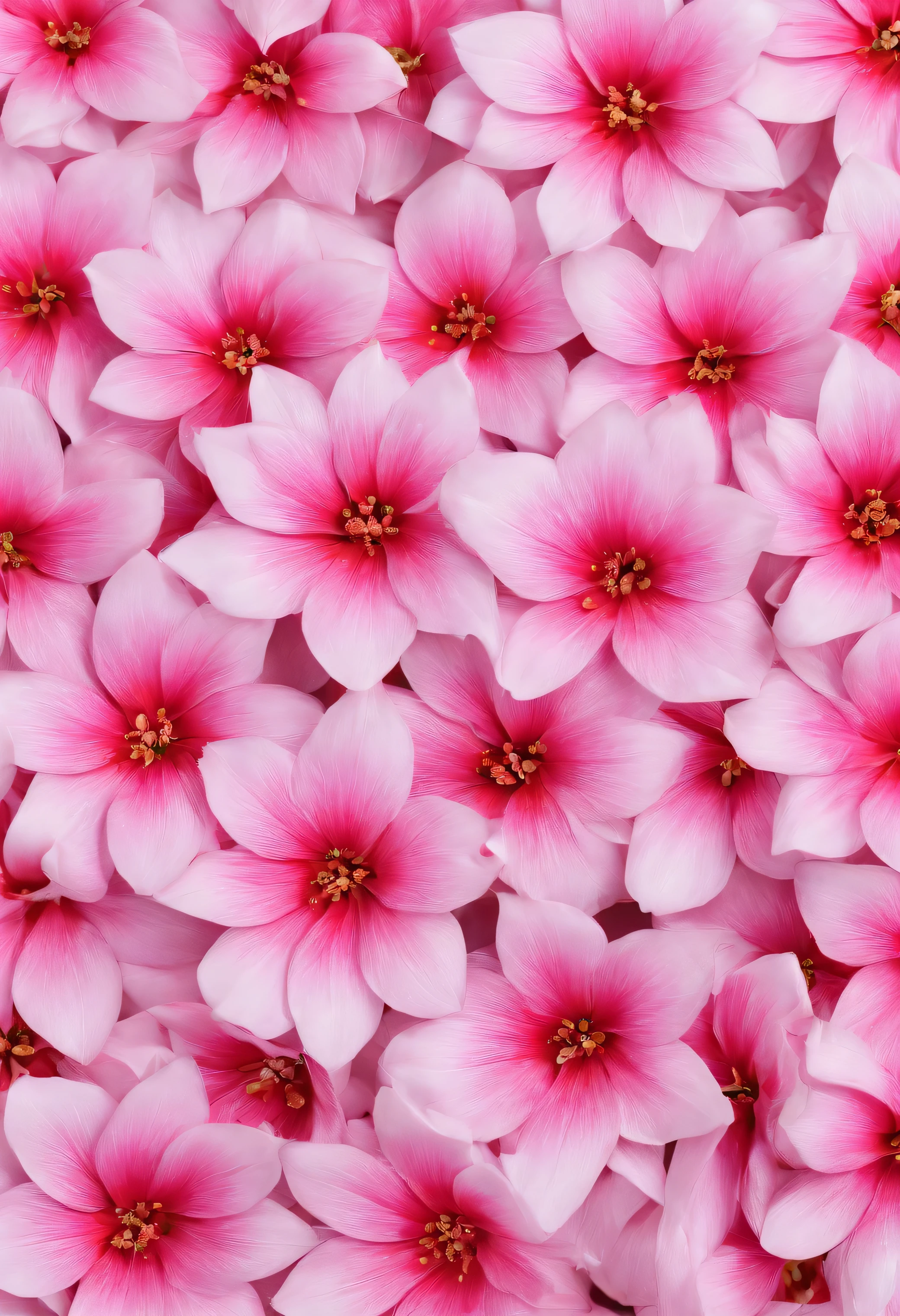 pink flowers, exactly in the middle, white background