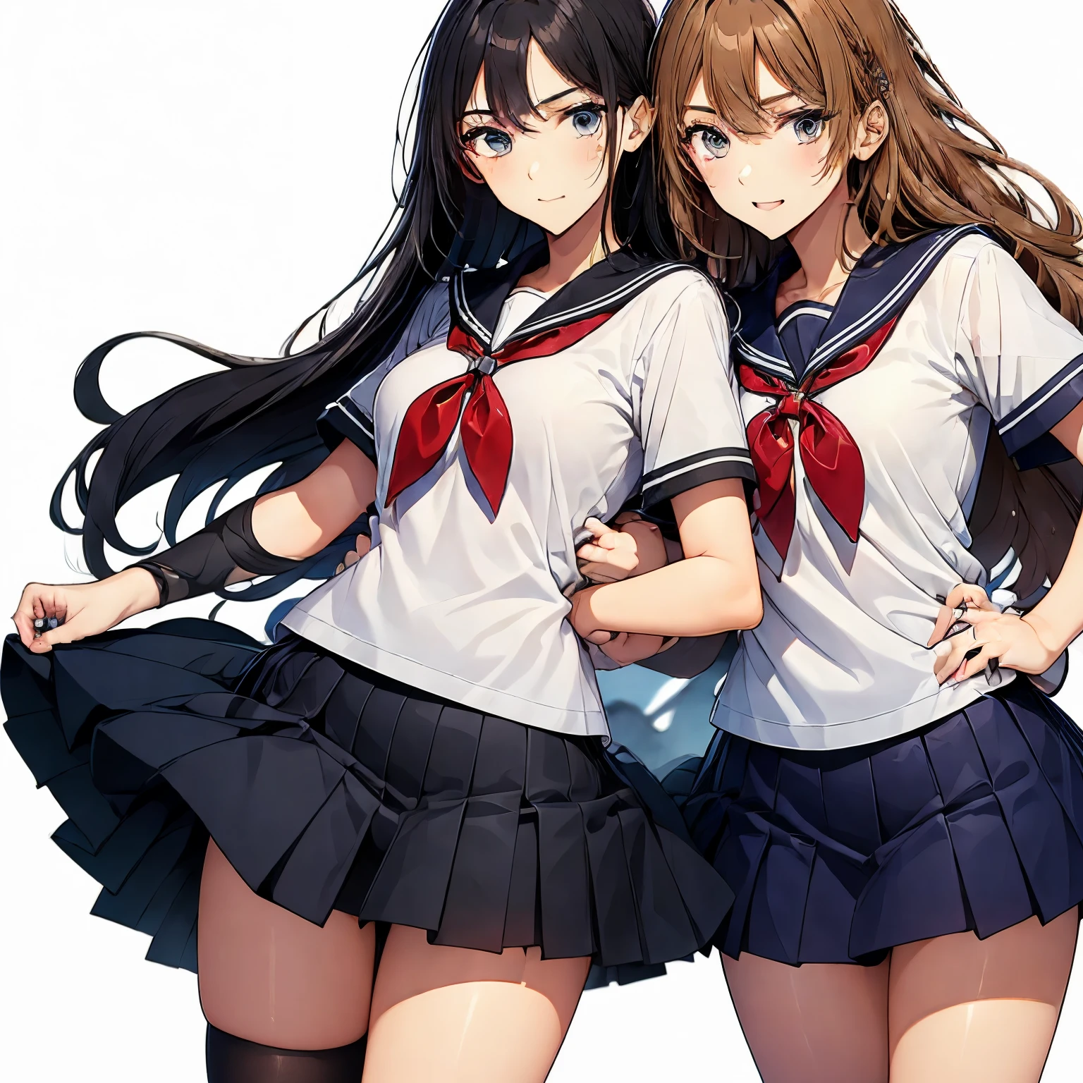 Two high school girls hugging each other