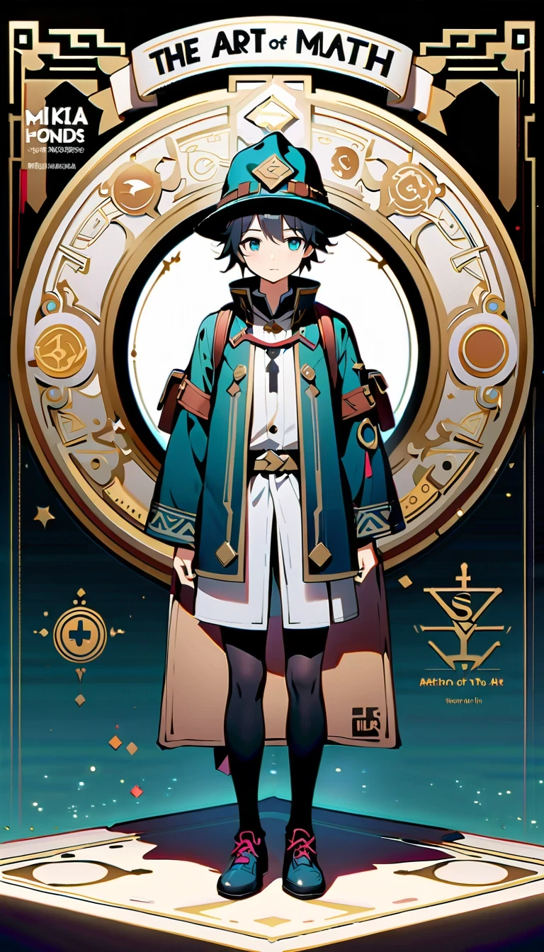 whole body,1 boy,Genshin,Mika,Zephyr Knights,surveyor,Explorer temperament,Attention to detail,Xin Haicheng style,beautiful scenery,Delicate light and shadow,emotional,Soft toned brushstrokes,have,Backpack,Device details,the art of mathematics,Innovation perspective,folk art elements,Virtual singer,Kagamine,Style fusion,Magazine cover design,visual impact