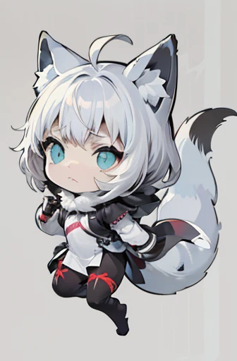 (((Animals,white monster, An illustration, Chibi))), (Sad face, Animals, fox head, wolf carcass, owl back wing, tail snake, four legs)
