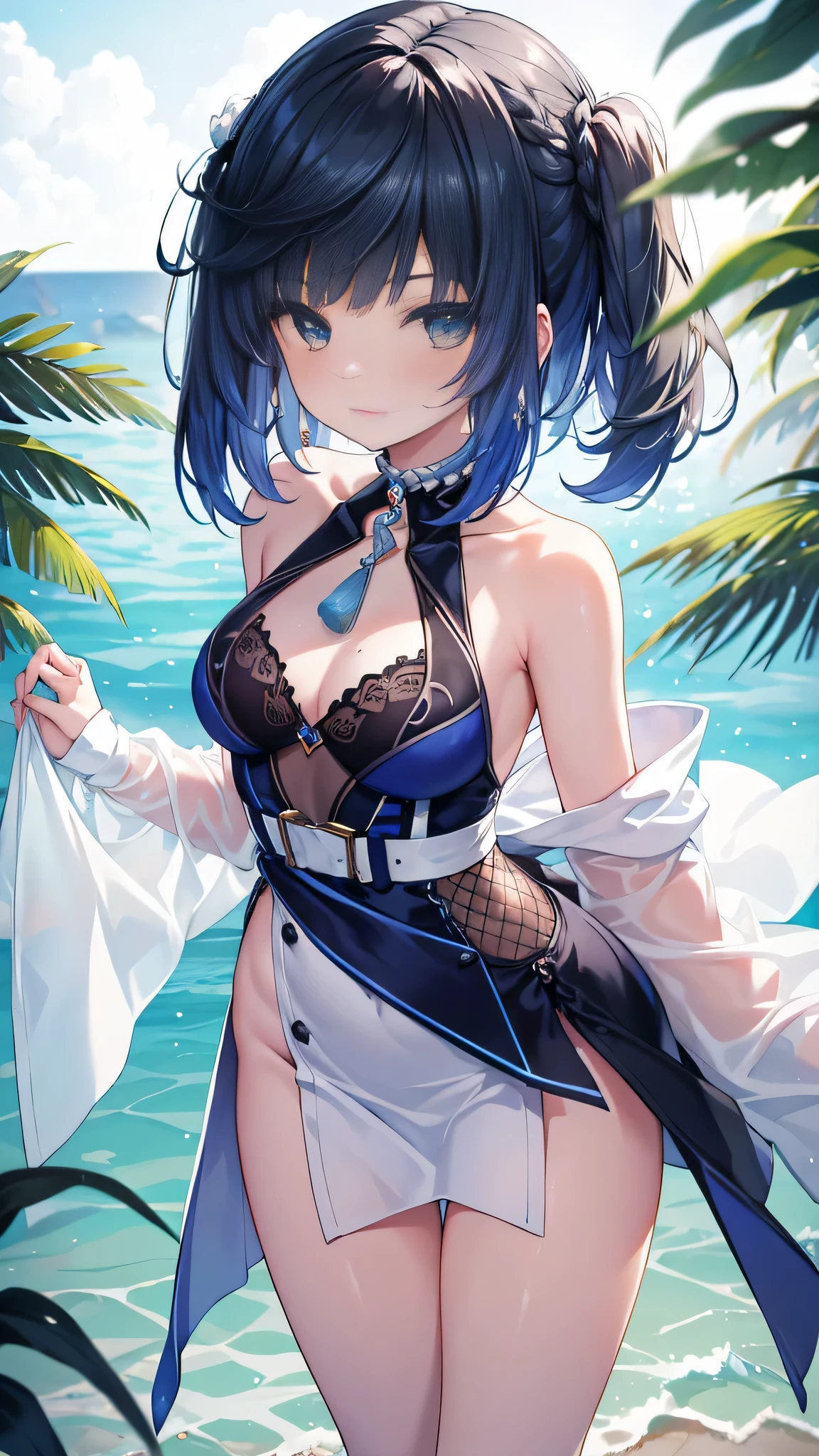 Apariencia general:
Syr Flover is a young woman with a slim and slender build., con una altura aproximada de 1.60 metros. Su piel es clara y tersa, with a slightly pale tone that highlights its angelic beauty. Su cabello es largo y lacio, de un color rubio platino que cae en cascada hasta su cintura. Sus ojos son grandes y expresivos, de un color azul cielo que refleja su bondad y amabilidad.
Rostro:
Syr has an oval and symmetrical face, con rasgos delicados y armoniosos. Su frente es amplia y despejada, enmarcada por dos mechones de cabello que caen a ambos lados de su rostro. Sus cejas son finas y arqueadas, light blonde color that is accentuated with a light touch of makeup. Sus ojos, As it was mentioned already, son grandes y de un color azul cielo intenso, with long eyelashes that frame her sweet and compassionate gaze. His nose is small and upturned, y sus labios son carnosos y de un color rosa natural.
Vestimenta:
Syr viste con un elegante traje de sirvienta, compuesto por un vestido largo y vaporoso de color blanco con detalles en azul cielo. El vestido tiene un escote cuadrado y mangas largas abullonadas. At her waist she wears a wide sky blue belt that highlights her slender figure.. Debajo del vestido lleva unas enaguas blancas y medias de seda del mismo color. On her feet she wears white low-heeled shoes..
Accesorios:
Syr no lleva muchos accesorios, just a small silver flower-shaped pendant on the neck and some simple pearls on the ears. Su cabello suele estar adornado con una cinta azul cielo o con una corona de flores.
Otros detalles:
Syr tiene una voz suave y melodiosa, que habla con un tono amable y educado. Her movements are graceful and elegant., y siempre se comporta con modestia y recato. Es una joven dulce, loving and compassionate