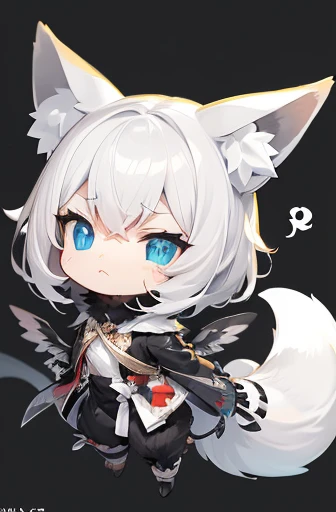 (((Animals,white monster, An illustration, Chibi))), (Sad face, Animals, fox head, wolf carcass, owl back wing, tail snake, four legs)