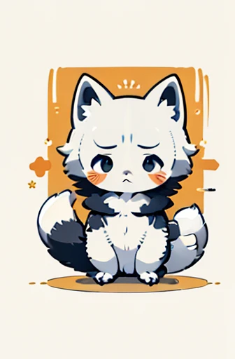 (((Animals,white monster, An illustration, Chibi))), (Sad face, Animals, fox head, wolf carcass, owl back wing, tail snake, four legs)