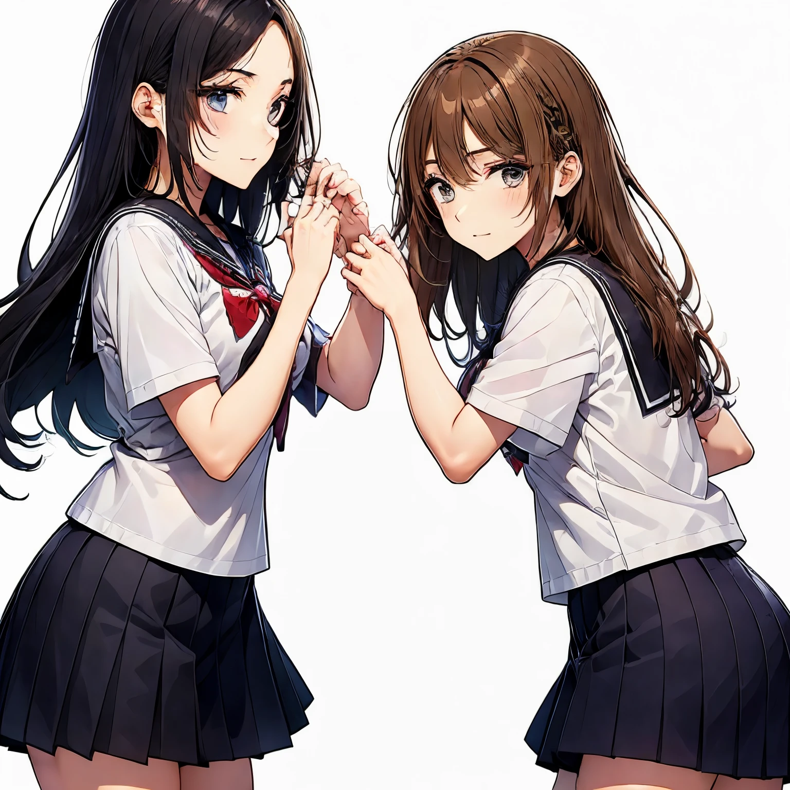 Two high school girls hugging each other