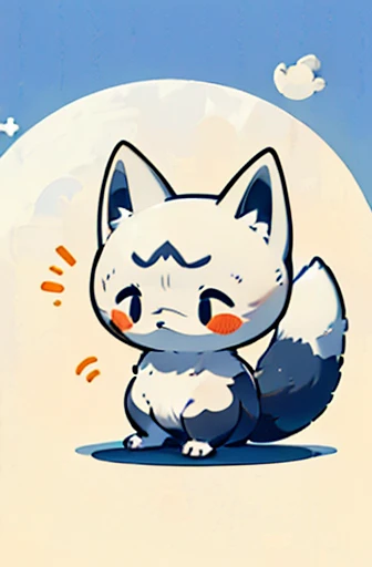 (((Animals,white monster, An illustration, Chibi))), (Sad face, Animals, fox head, wolf carcass, owl back wing, tail snake, four legs)