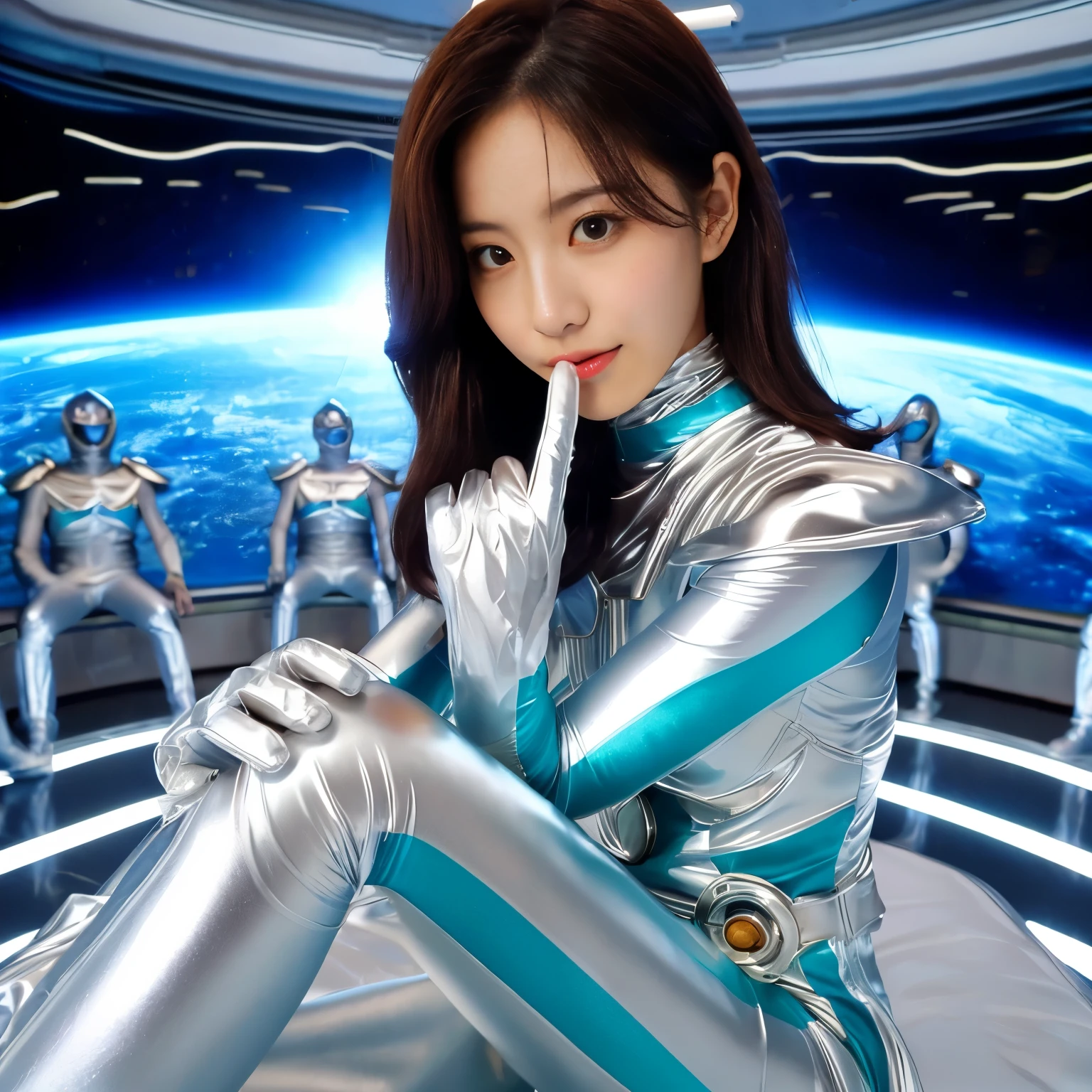 best image quality、Super high resolution、(realism:1.4)、Korean beauty star、The most beautiful KPOP star、horny face、Horny Korean makeup、erotic expression、A body that makes you want to touch it、erotic photos、((Realistic shiny satin fabric texture、High-gloss stretch satin fabric that is smooth and smooth to the touch.、The drape of the curved part of the shiny satin fabric、strong shiny costume、The smooth and beautiful quality and luster of the costumes、A shiny costume made of high-quality satin fabric with high density.、Smooth to the touch oil light liang ice 縝绸 ultra-class battleship skin coat COS、Super Sentai Women's Heroine Suit、Texture of costumes that satin fetishists respond to、Thin, glossy stretch satin fabric)),8K photo quality