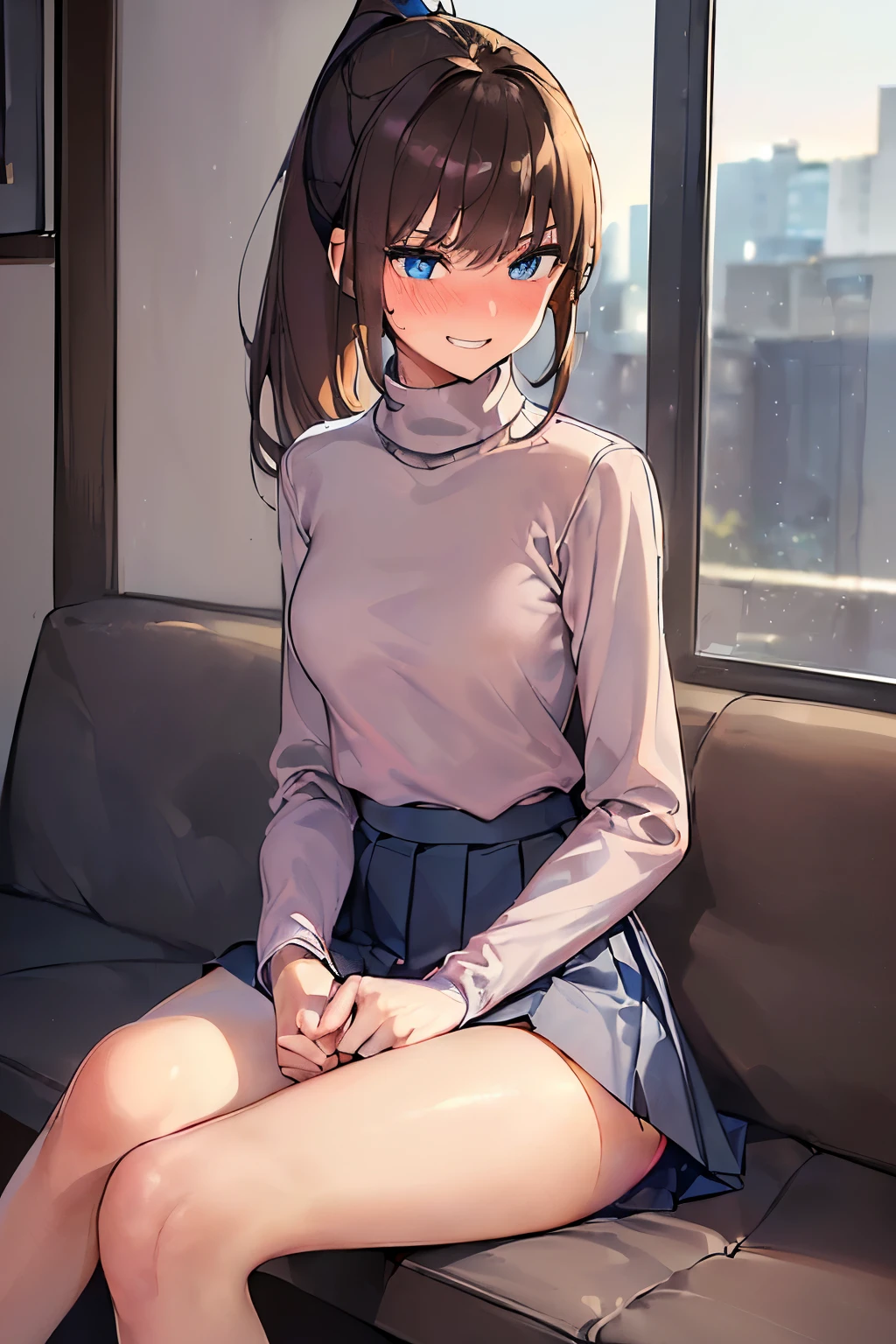 knit、Tight Skirt、beautiful mature woman、earrings、sit、Upper body、stretch your legs、I&#39;m embarrassed