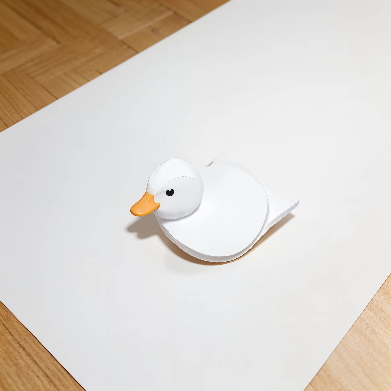 Duck shape logo made of white background paper