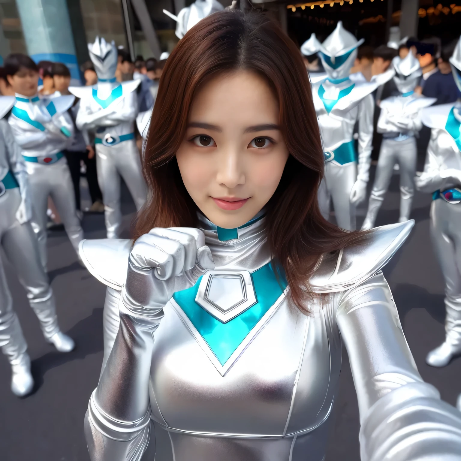 best image quality、ultra high resolution、(realism:1.4)、korean beauty star、The most beautiful KPOP stars、horny face、horny korean makeup、erotic expression、A body that makes you want to touch it、erotic photos、((Realistic shiny satin fabric texture、High-gloss stretch satin fabric with a silky smooth feel.、The drape of the curved parts of the shiny satin fabric、strong shiny costume、Smooth and beautiful texture and luster of the costume、Shiny costume made of high-density premium satin fabric.、Smooth to the touch oil light beam ice thread super class battleship skin coat COS、super sentai woman'heroine suit、Texture of costumes that cater to satin fetishists、thin, shiny stretch satin fabric)),8K photo quality