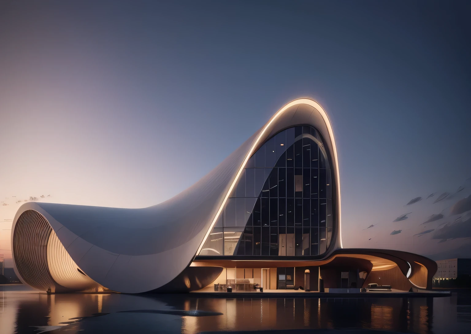 City Station is a compact and versatile modular space, The needs of city dwellers, Such as relaxing, Shopping, Enjoyment. Its exterior design has a modern architectural style, Zaha's streamlined pattern,The combined façade consists of large glass,stunning detailed,Cinematic shots,Photo glow