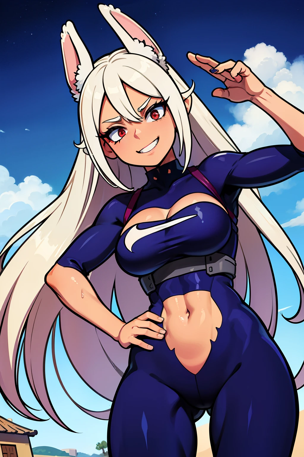 chicas lindas,ojos rojos redondos, cabello blanco、esta de espaldas,orejas de conejo,trasero grande,sexy、sonriendo,Peinado liso medio a largo、(tetas grandes,lleva una lenceria azul,En una casa de alquiler,esta de espaldas,Noche,estaba lloviendo afuera,Upper body is wet..,cuerpo entero,lleva unos leggins rojos,lleva un sujetador en la mano