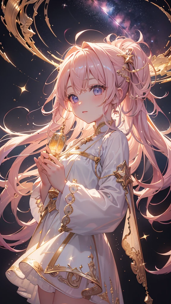 highest quality,Ultra HD,detailed,Winner of numerous awards,Light,god々New,star,美New空, ,wallpaper 4 k, 4k wallpaper, pale pink,background art,Gold accents,detailedLight,はじけるようなLight,night sky,Milky Way.