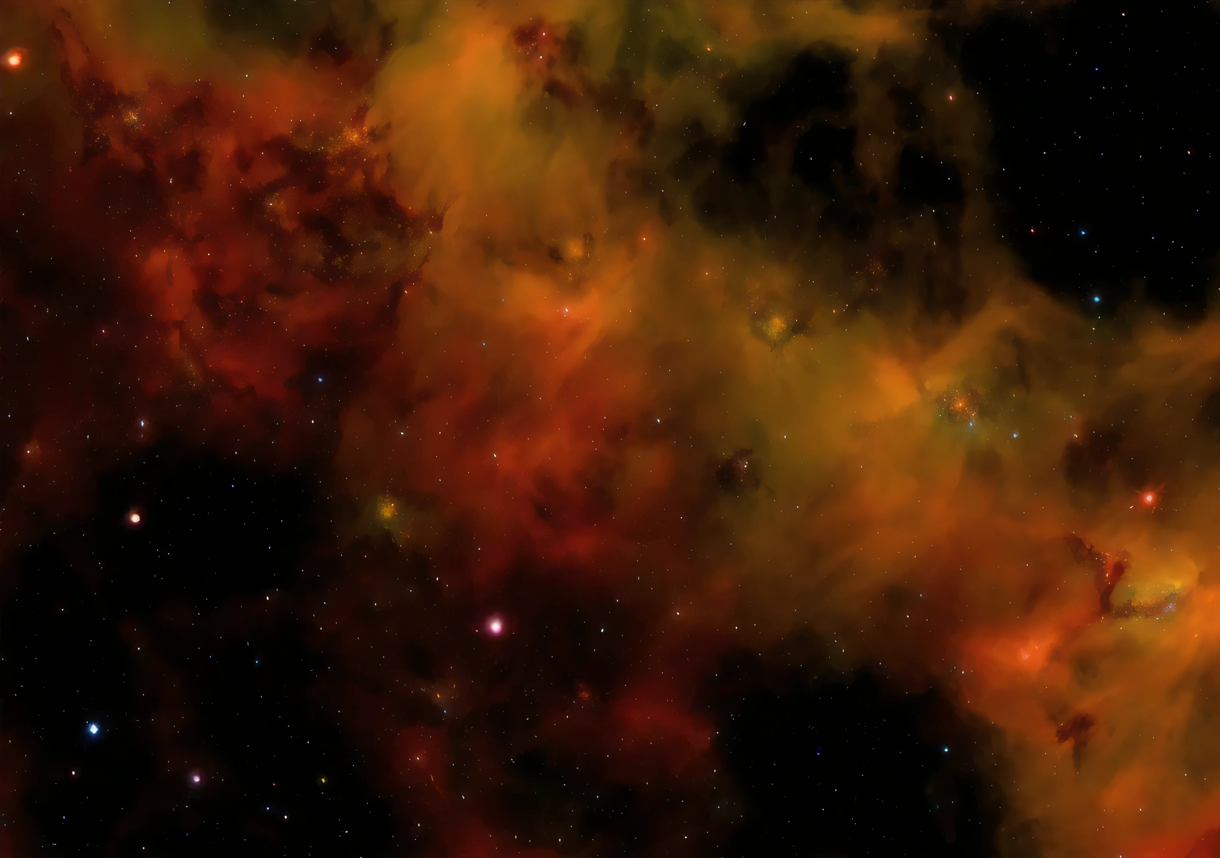 arafed image of a star field with a bright red star, nebulae background, nebulae colors, red nebula, in a cosmic nebula background, colorful torn nebulas, vast nebula, radiant nebula colors, false color star field, in a nebula, cosmic nebulae, exploding nebulae, distant nebula are glowing algae