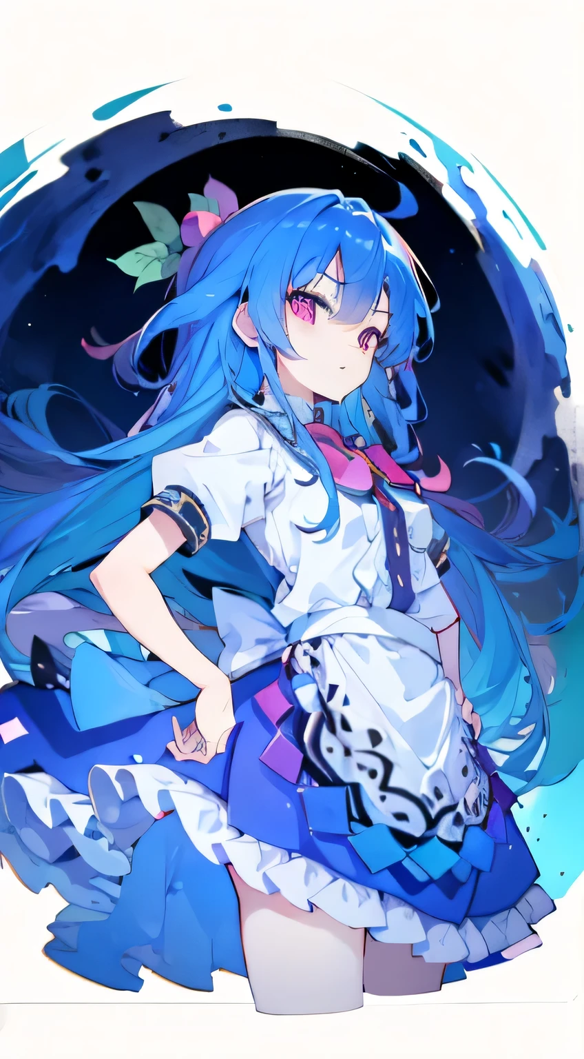 (masterpiece),best quality, expressive eyes, perfect face, 1girl,
big breasts, H cup, Good breasts, Put your hands on your waist,Fair, Gorgeous,japanese manga,girl,Laura,young angel, blue hair, blue haired,tent , tent chest, tent breast, floating clothes,grab your waist, grab your waist, hands on hips , hands on hips,flat chest,bad milk,Nagiko Fujisaki,blue hairs,long, straight hair,long hair,