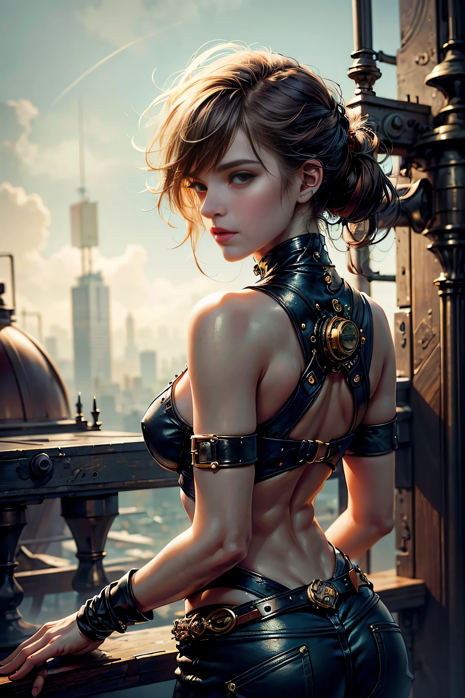super resolution, Super detailed, 8K , HDR, super sharp,((highest quality)), ((​masterpiece)), ((realistic)), (become familiar with), reflective,emma watson,steampunk girl,Looking back at the camera,leather shorts,Slender and elegant frame,Inside the pirate ship,Helmet with goggles,(highest quality,4k,8K,High resolution,masterpiece:1.2),ultra-become familiar with,(realistic,photorealistic,photo-realistic:1.37),HDR,UHD,studio lighting,Ultra-fine painting,sharp focus,Physically based rendering,extreme details,Professional,bright colors,Bokeh,portrait,landscape,horror,anime,SF,photo shoot,concept artist,bright colors,Bokeh,Sepia tone,warm lighting,full body, steampunk fantasy style, steampunk girl, steampunk inventor girl, SF steampunk, Dieselpunk Art Style, steampunk pin-up girl, digital steampunk art, steampunk風, steampunk, young girl in steampunk clothes, steampunk digital art, high quality steampunk art, steampunk