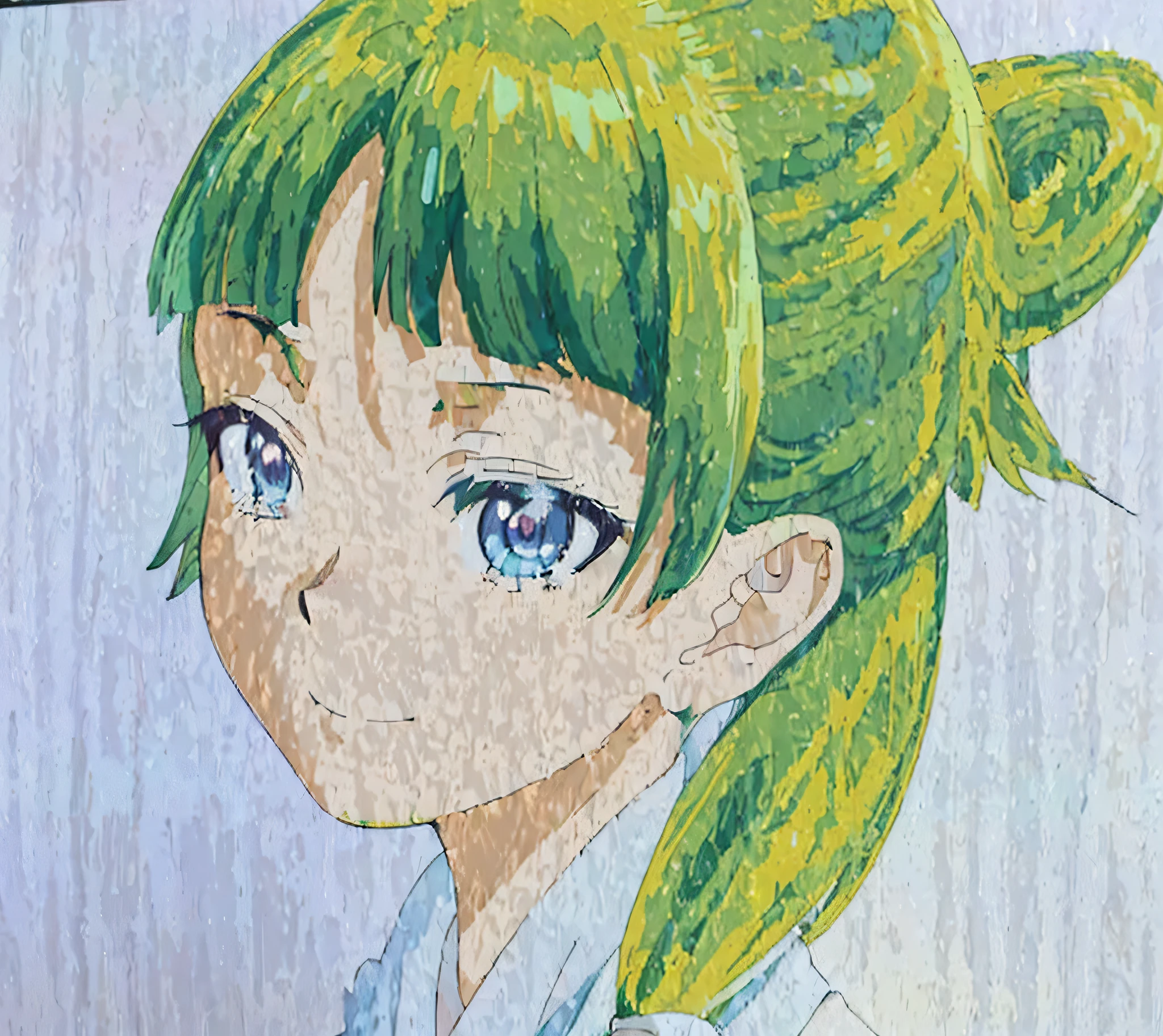 Photo of a smiling girl with green hair and blue eyes, anime girl portrait, anime style portrait, anime portrait, anime girl portrait, inspired by Narashige Koide, Close up of young anime girl, Semi-realistic anime style, Drawn at Anime Painter Studio, face anime portrait, anime portrait of shiina ringo, detailed anime girl portrait