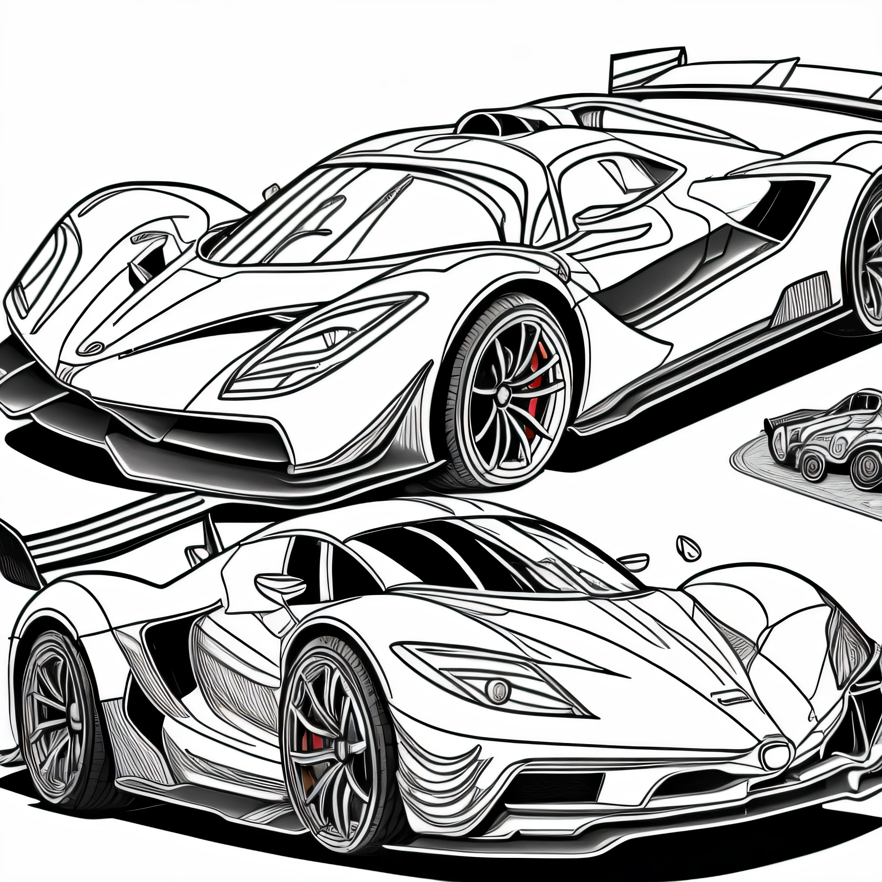 A speed car for coloring book drawn in black and white with clear details Next to the realistic drawing of the beach