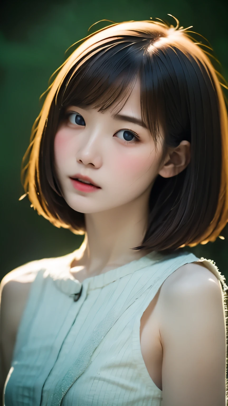 highest quality, (dramatic lighting:0.7), masterpiece, high angle shot, raw photo of (21 year old woman with short pale hair, look up at the audience), cute, (Wearing tattered combat fatigue, confused), (Sitting in the tank), portrait, perfect face, enchanting eyes, vivid details, (very detailed肌), software, (bluish:0.6), (dirty:0.8), (Bloodstained:0.7), key lighting, (Backlight:0.5), medium depth of field, Photographed with Canon 5D, 50MM lens, f/4 apertures, (very detailed, intricate details), sharp focus, calm colors, 8K, confused, 8mm film grain, War Photos