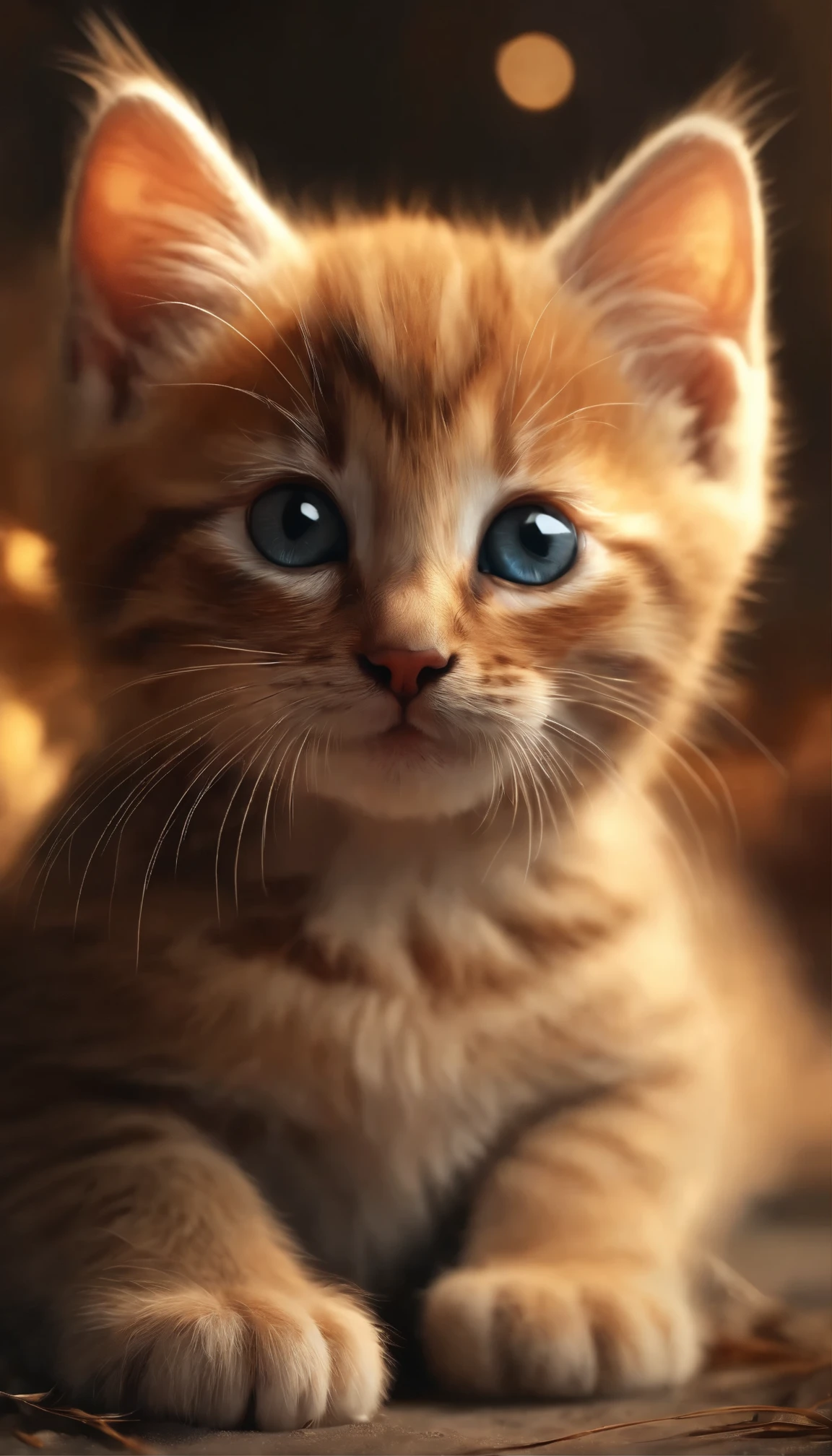 cute kitten, very detailed with rich colors, clear facial features, very detailed and expressive eye, cinematic, volume lighting, cinematic lighting, eye, perfection, realistic eye, digital painting, Complex, very detailed, high quality, perfection composition, ultra hd, realistic, Bright colors, very detailed, UHD drawing, pen and ink, perfection composition, Beautiful, intricate and detailed octane rendering trend at Art Station, 8K artistic photography, photorealistic concept art, soft natural volumetric cinematic perfection light