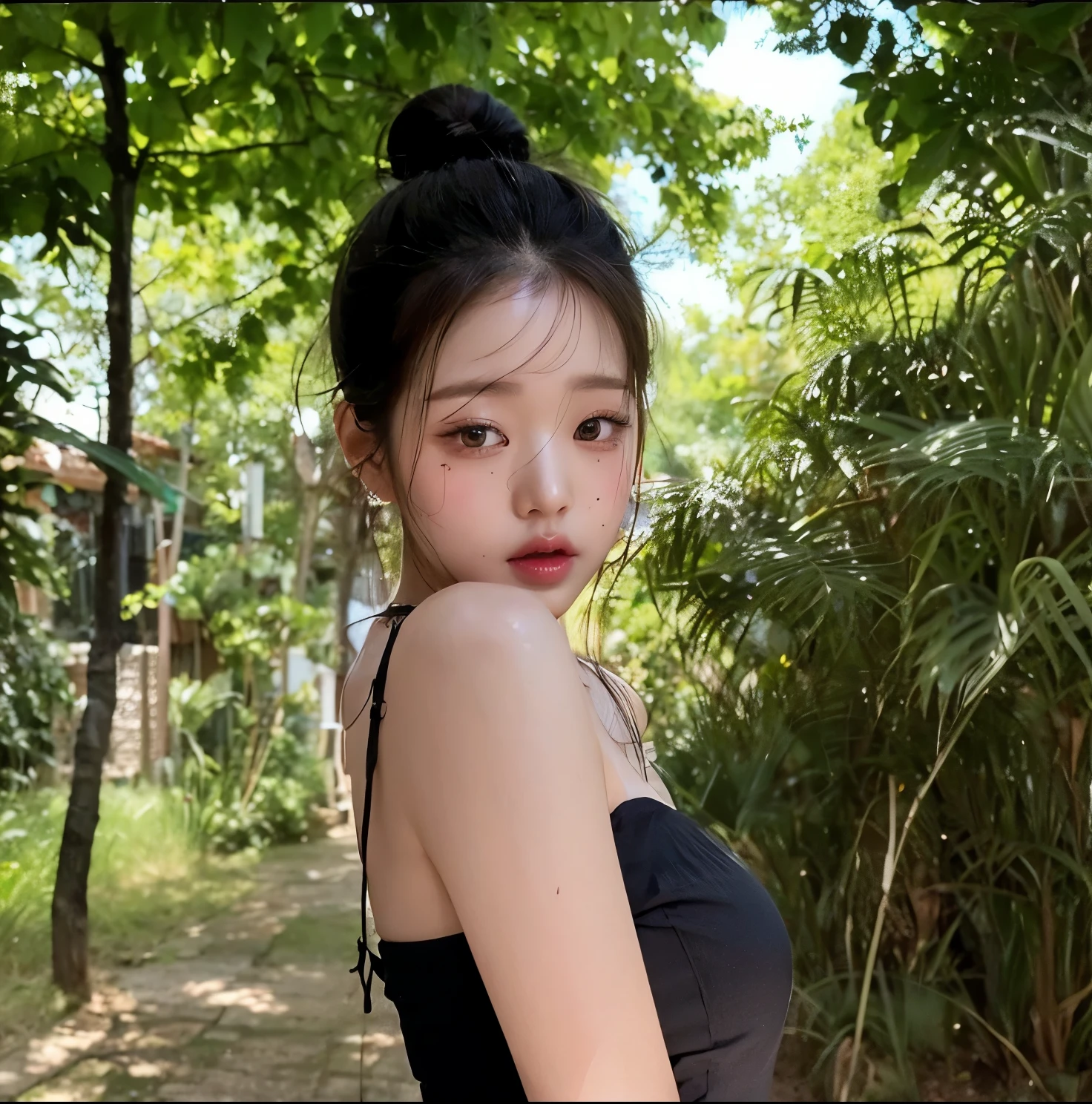 Un primer plano de una mujer con el pelo largo y pelinegro, Wonyoung de IVE, Retrato de Wonyoung de IVE, Wonyoung de IVE, Jang Wonyoung de IVE, maquillaje popular de Corea del Sur, Wonyoung de IVE, Retrato Wonyoung IVE, Tono de piel rosa pastel, Wonyoung de IVE, maquillaje coreano popular