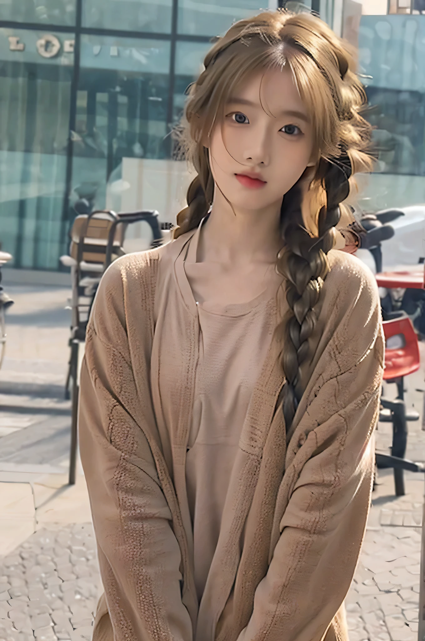 blond，long braids，，masterpiece，brown eyes，whole body，nude，full，White skin