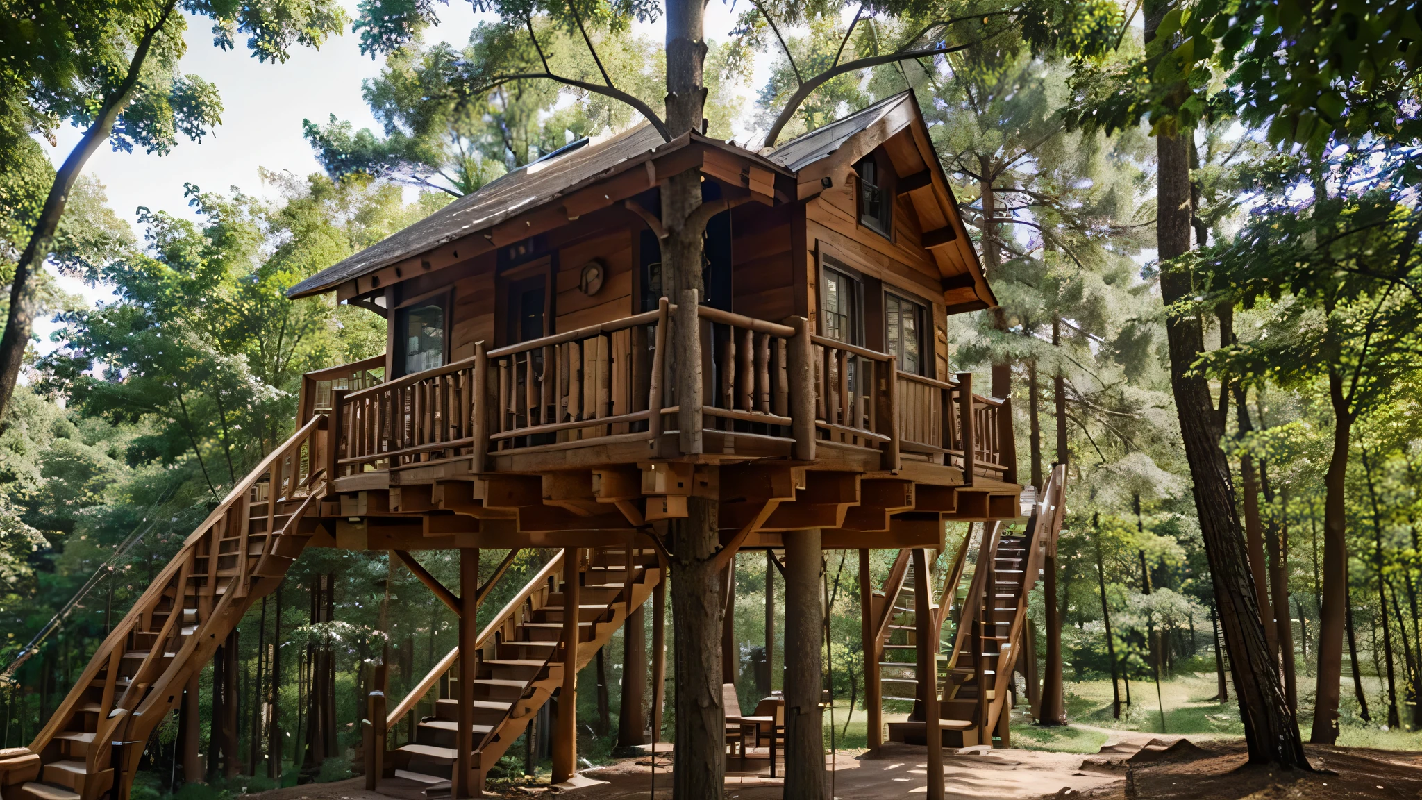 Cabane dans les arbres de style réel