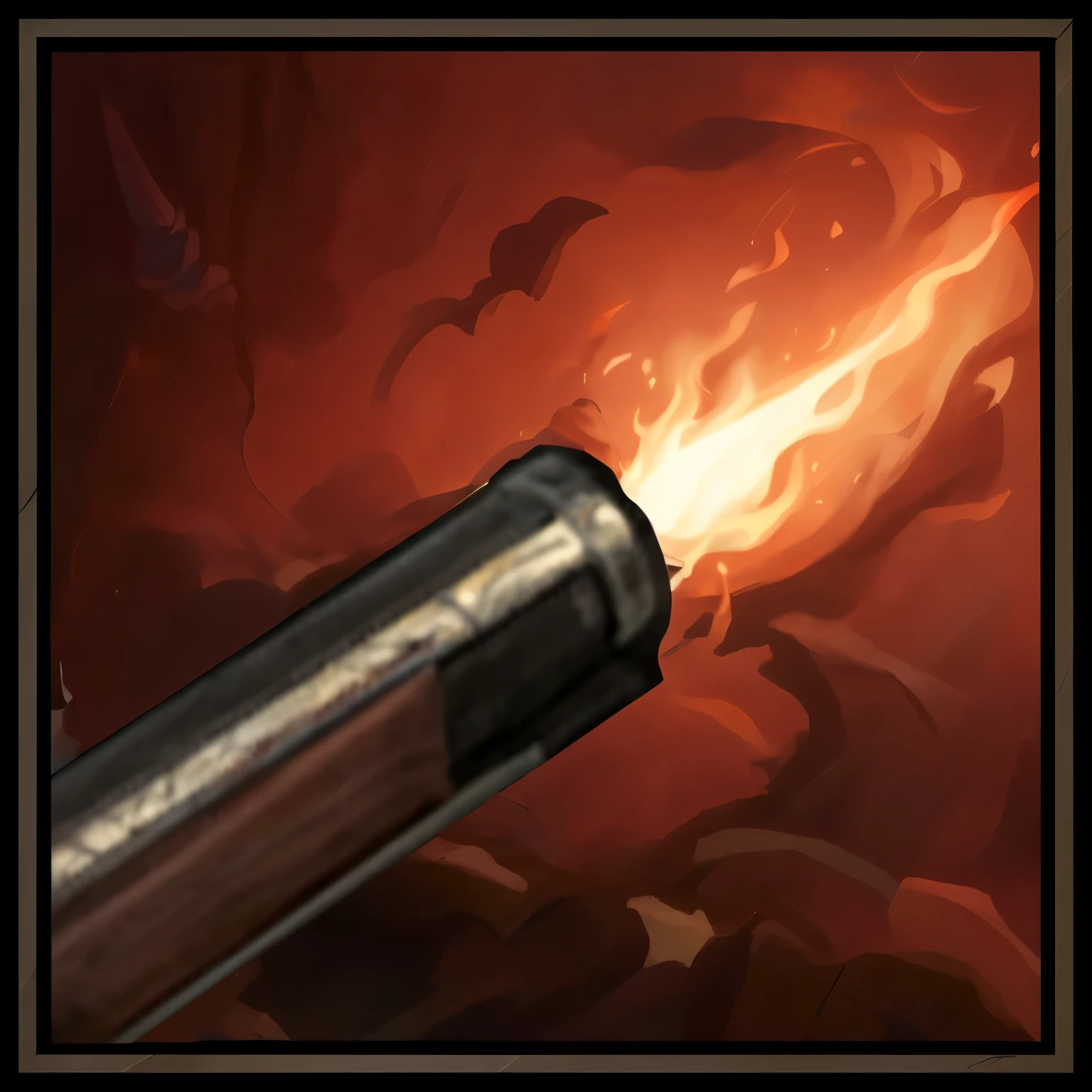 HD，Hyperrealistic Realism，middle Ages，带flame, warcraft blizzard weapon art, flame, Piltover, muzzle flash