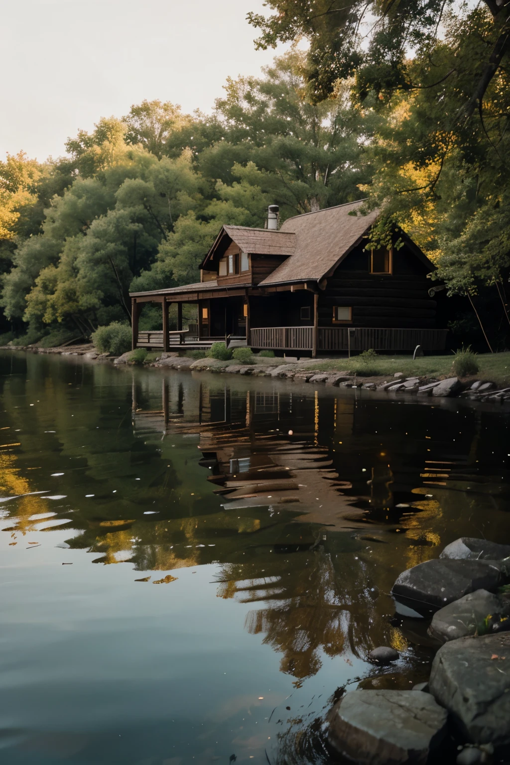 cabin house on the river