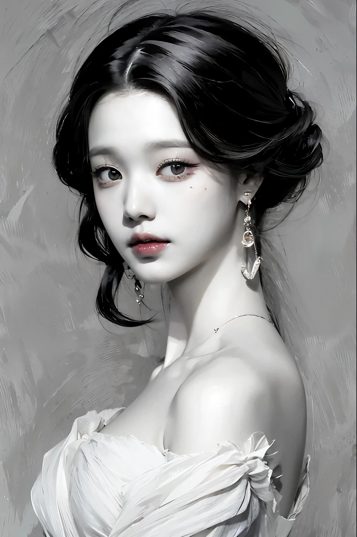 Un primer plano de una mujer con el pelo largo y pelinegro, Wonyoung de IVE, Retrato de Wonyoung de IVE, Wonyoung de IVE, Jang Wonyoung de IVE, maquillaje popular de Corea del Sur, Wonyoung de IVE, Retrato Wonyoung IVE, Tono de piel rosa pastel, Wonyoung de IVE, maquillaje coreano popular
