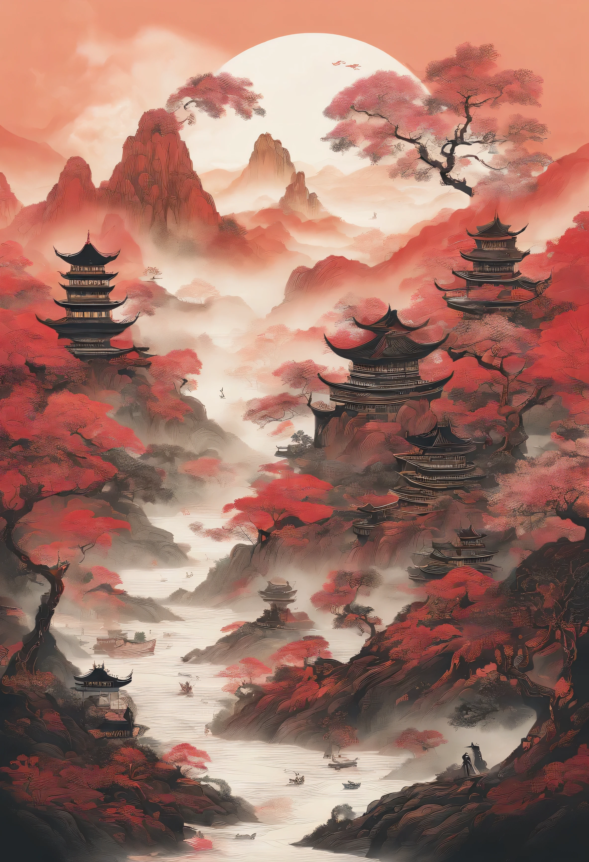 Ink painting Wuyi Mountain Song Dynasty style