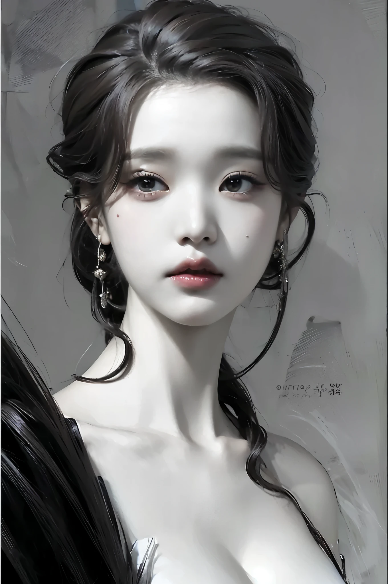 Un primer plano de una mujer con el pelo largo y pelinegro, Wonyoung de IVE, Retrato de Wonyoung de IVE, Wonyoung de IVE, Jang Wonyoung de IVE, maquillaje popular de Corea del Sur, Wonyoung de IVE, Retrato Wonyoung IVE, Tono de piel rosa pastel, Wonyoung de IVE, maquillaje coreano popular