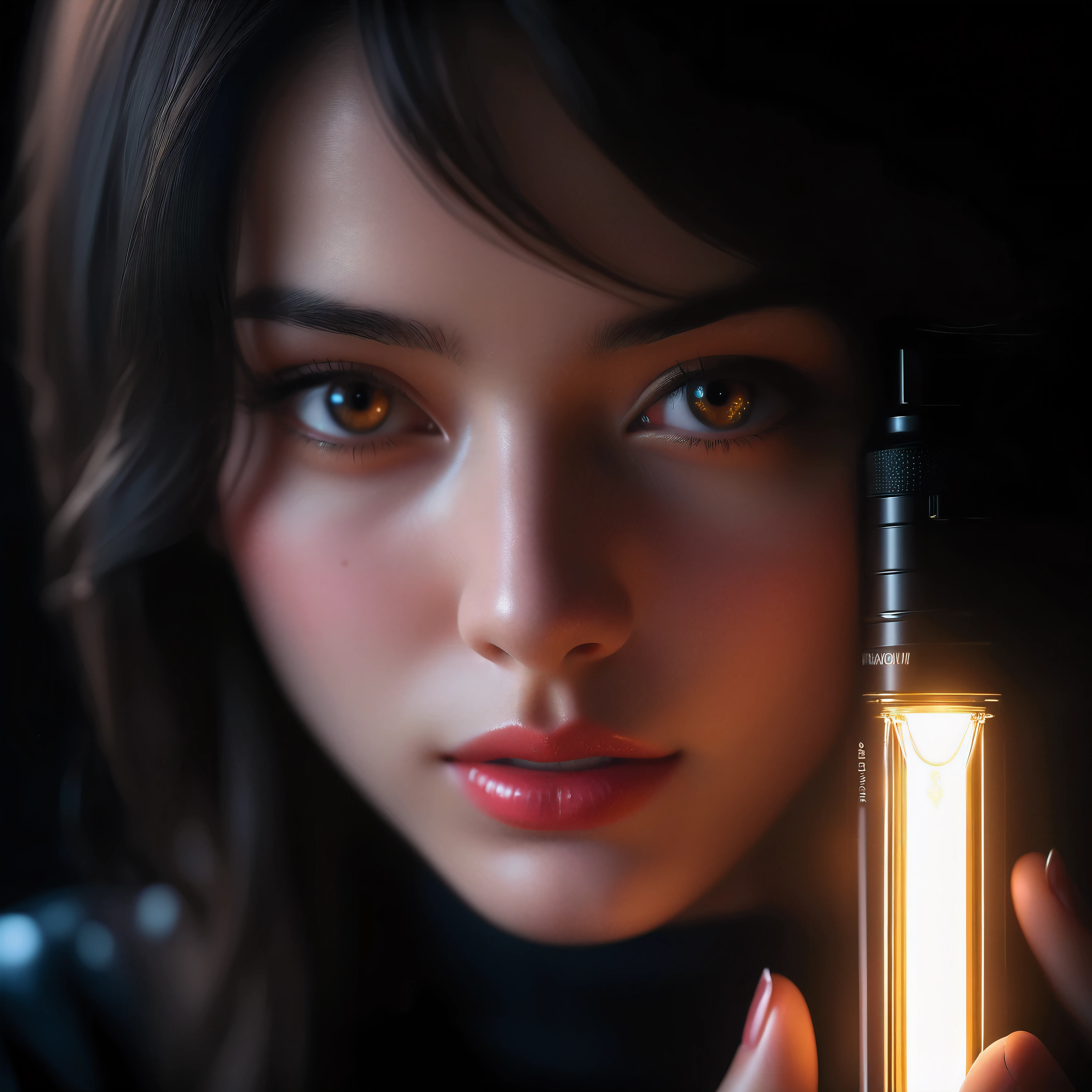 ((Masterpiece in maximum 16K resolution):1.6),((soft_color_photograpy:)1.5), ((Ultra-Detailed):1.4),((Movie-like still images and dynamic angles):1.3). | (Macro shot cinematic photo of a LED flashlight in a very dark room), (minimalism photography art), (black background), (macro lens), (illuminate), (luminous object), (shining LED flashlight), (high tech flashlight), (shimmer), (visual experience),(Realism), (Realistic),award-winning graphics, dark shot, film grain, extremely detailed, Digital Art, rtx, Unreal Engine, scene concept anti glare effect, All captured with sharp focus. | Rendered in ultra-high definition with UHD and retina quality, this masterpiece ensures anatomical correctness and textured skin with super detail. With a focus on high quality and accuracy, this award-winning portrayal captures every nuance in stunning 16k resolution, immersing viewers in its lifelike depiction. | ((perfect_composition, perfect_design, perfect_layout, perfect_detail, ultra_detailed)), ((enhance_all, fix_everything)), More Detail, Enhance.