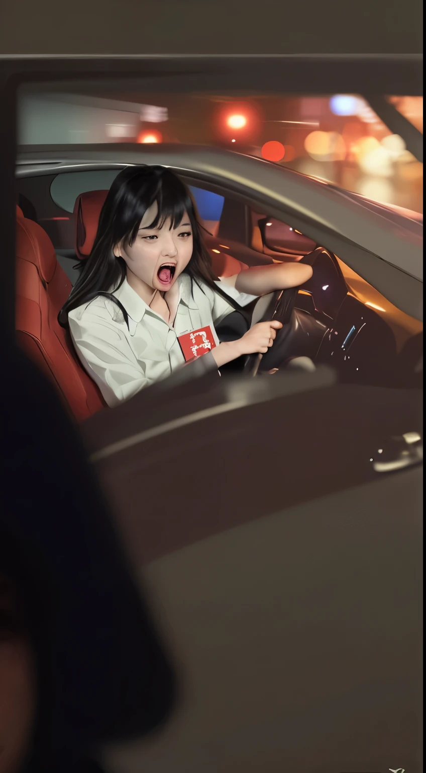drive疲劳驾驶的girl,yawn,girl,drive,night,poster,meticulous,(疲劳的girl)