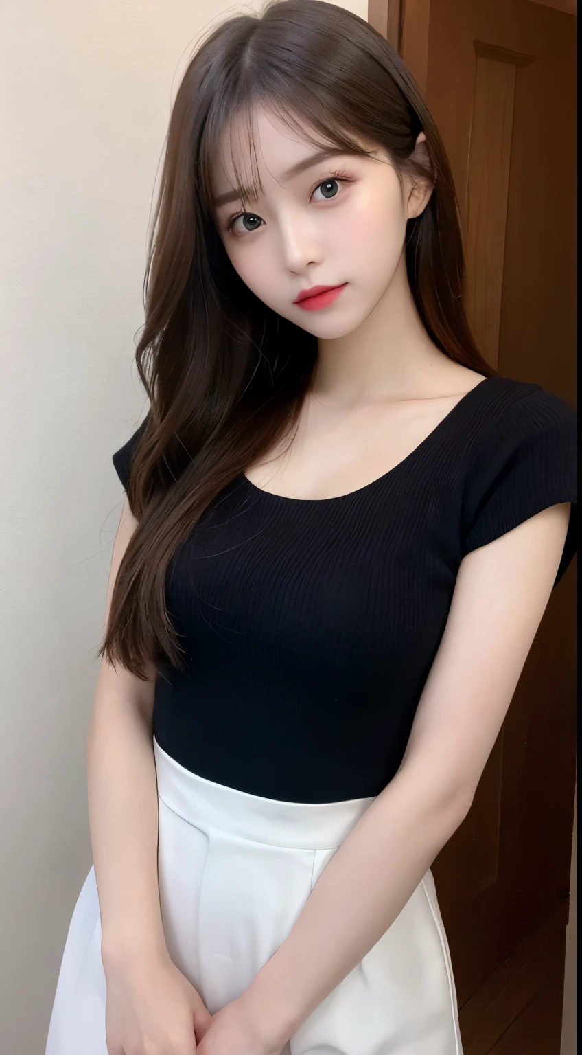 table top, highest quality, shape, Super detailed, finely, High resolution, 8k wallpaper, 完璧なダイナミックな構shape, beautiful and detailed eyes, gorgeous spring clothes,beautiful straight hair,small breasts,natural color lip, 20 year old girl、cute、sexy shot looking at camera,Always blur the background,perfect and beautiful face,Beautiful and dense face、slim face and style,Big eyes、Do gal makeup,real photos(best image quality)、sexy face、fashion model pose、Stand away from the camera and take a full body photo