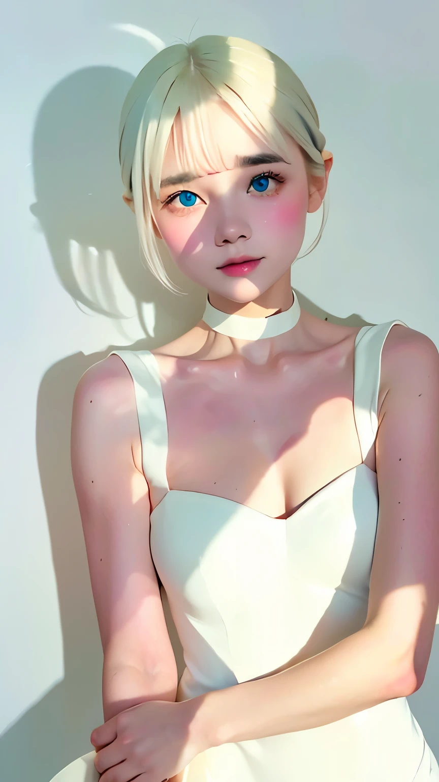 one girl、anatomy、angle above the knee、albino:1.3、unparalleled beauty、16 only、Silky white hair、clear blue eyes、plump lips、black long dress、black choker、sapphire pendant、Are standing、beautiful skin、dense skin、small breasts、that&#39;It&#39;s small、(((white background、White world、beautiful shadow:1.5)))、silence、Raw photo、highest quality、ultra High resolution、High resolution、masterpiece:1.3、８ｋ、professional photographer、
