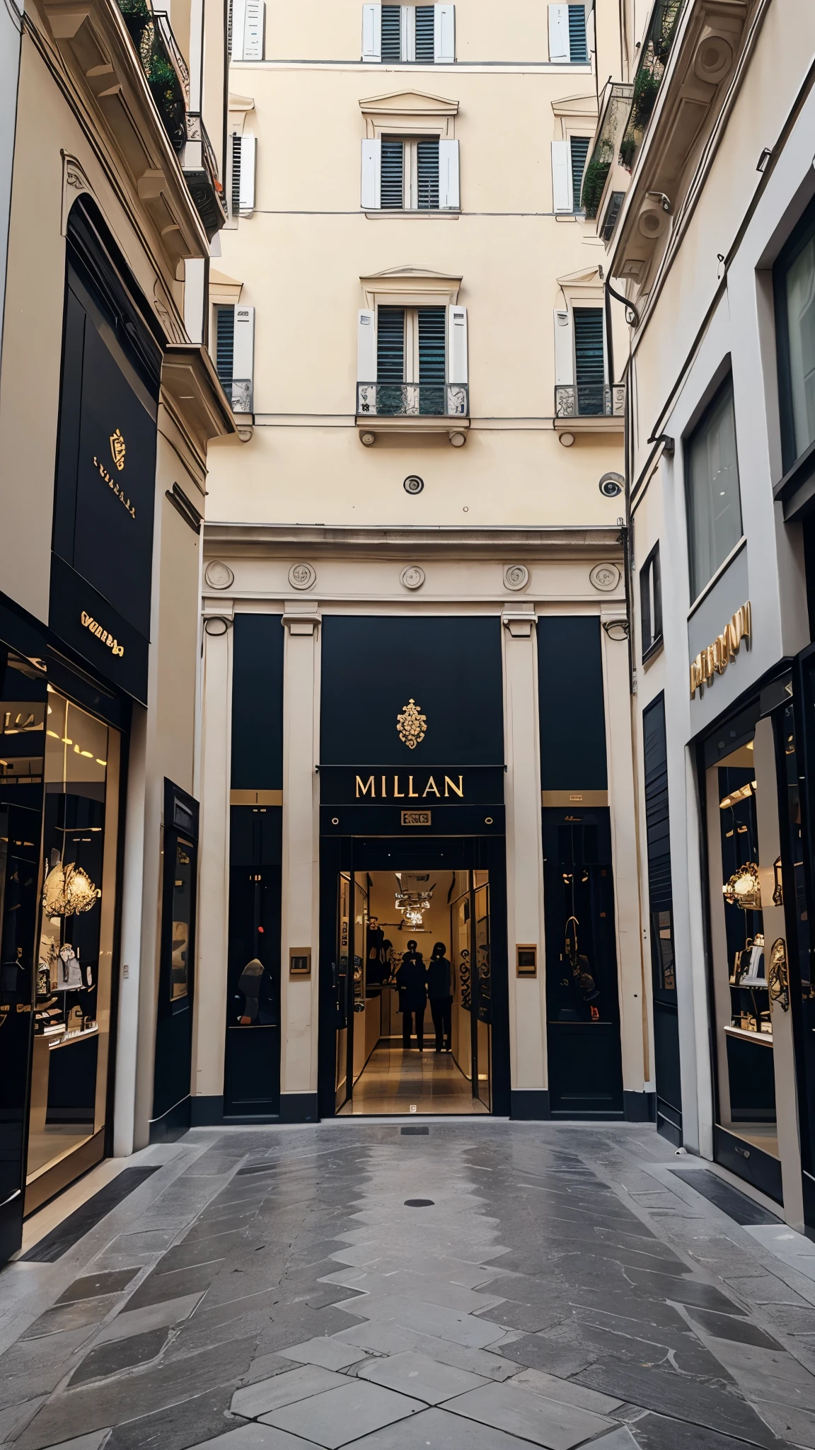 photo of fashion boutique in milano from first person view