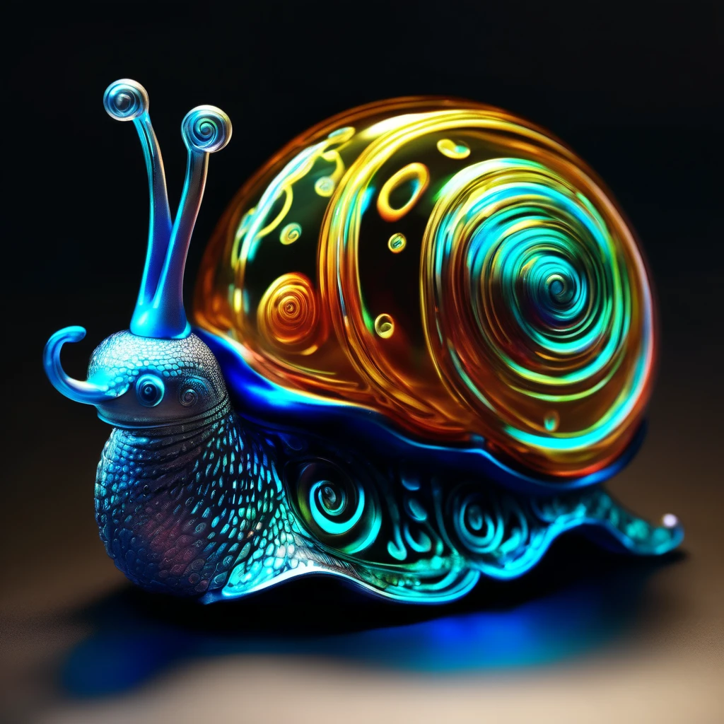 luminous object, aesthetic, extremely detailed, (transparent:1.5) glass snail shell filled with (bioluminescent:2) plants : luminous opalescent : Insanely detailed beautiful snail with glass shell : meticulously detailed filigree snail shell : bioluminescent (glowing:2.1) snail : (shimmering:1.3) : (sparkling:1.6) : extreme contrast and saturation : starry galactic night sky background : magical fantasy artwork : ultra high quality : dramatic lighting : extreme contrast : rule of thirds : HDR : photorealistic : florescent light