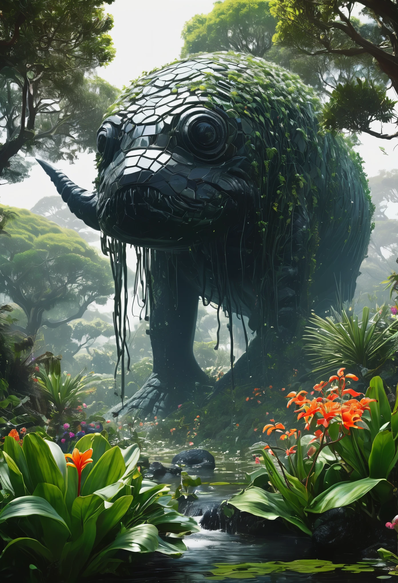(In a quiet valley full of exotic flowers and plants..,Agua clara:0.85),Un guerrero solitario con conocimientos antiguos y armas arcanas.,Derrota a las entidades malignas,(Fondo blanco,Estilo anime en color:1.45),Fill with irregular geometric fluid oil,Planeta coloreado,Nebulosas de salpicaduras,monstruos sin cabeza(Cabeza de ciervo inmortal gigante - cuerpo de ballena - cola de zorra:1.25),An evil entity made up of tree branches and deep black swamps..,A shady cult summons a terrifying entity from the void between dimensions