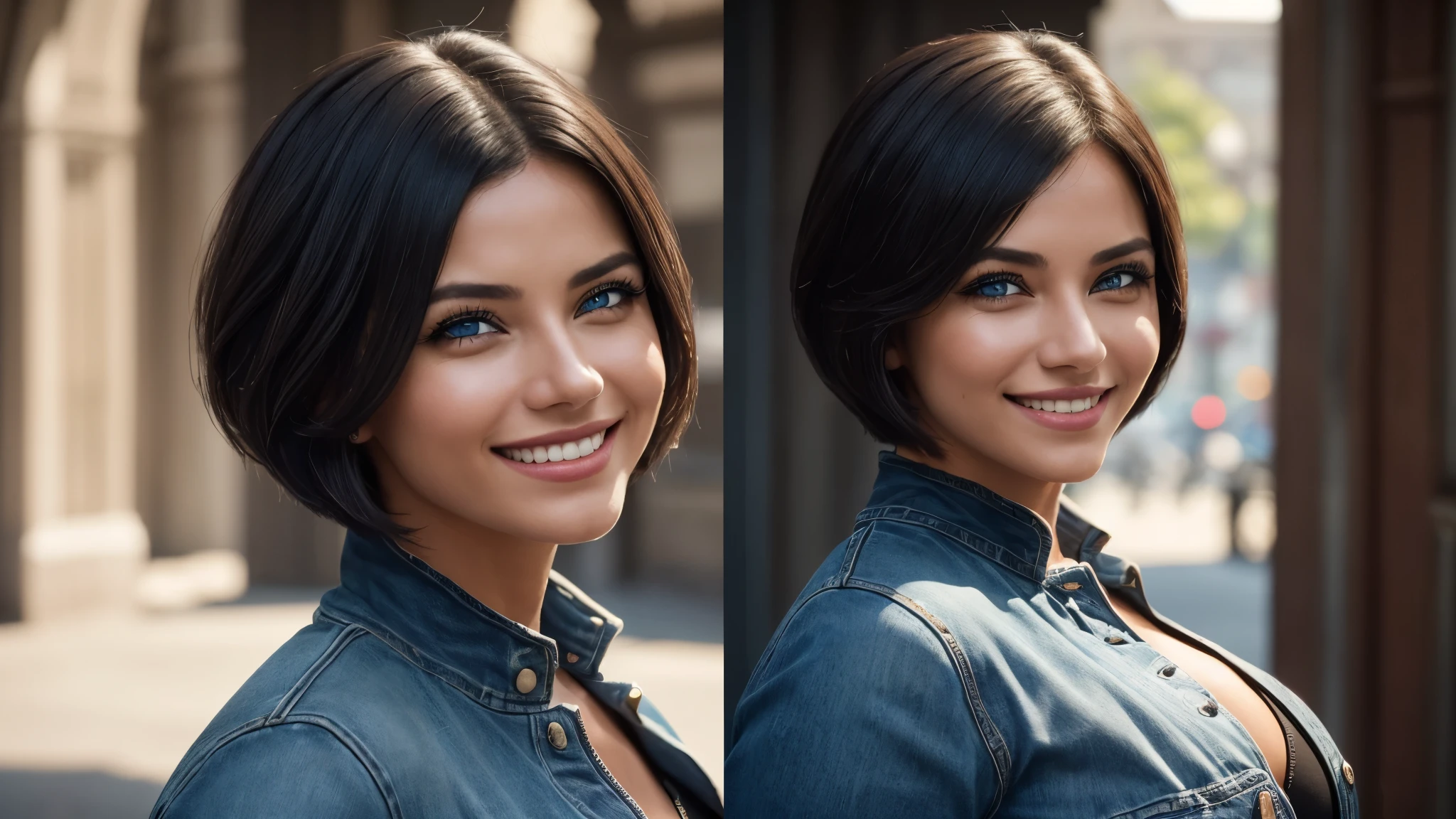 (Isabel Merced, bob_cut_ hair, blue eyes, smiling, huge boobs:1.3), tight top, sunglasses, torn jeans, Real Life, full bodyshot, Ultra Realistic, Photorealism, Photography, 8K UHD, Photo, HDR, Complex and Elegant, Highly Detailed, Sharp Focus, Stunning, Beautiful, Gorgeous), (Masterpiece: 1.2, Best Quality 1:1, Ultra Detail: 1.2, Best Shadows, 8k: 1.1), (beautiful detailed face), high contrast, (perfect lighting: 1.2), (cinematic light)), colorful, hyper-detail, dramatic light, intricate detail, photograph by arny freytag