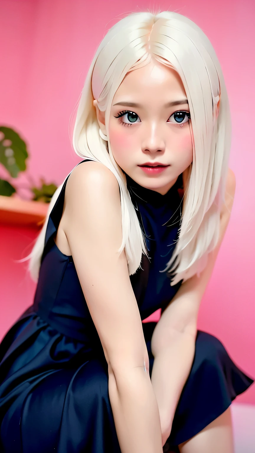 one girl、anatomy、angle above the knee、albino:1.3、unparalleled beauty、16 only、Silky white hair、clear blue eyes、plump lips、black long dress、black choker、sapphire pendant、Are standing、beautiful skin、dense skin、small breasts、that&#39;It&#39;s small、silence、Raw photo、highest quality、ultra High resolution、High resolution、masterpiece:1.3、８ｋ、professional photographer、
