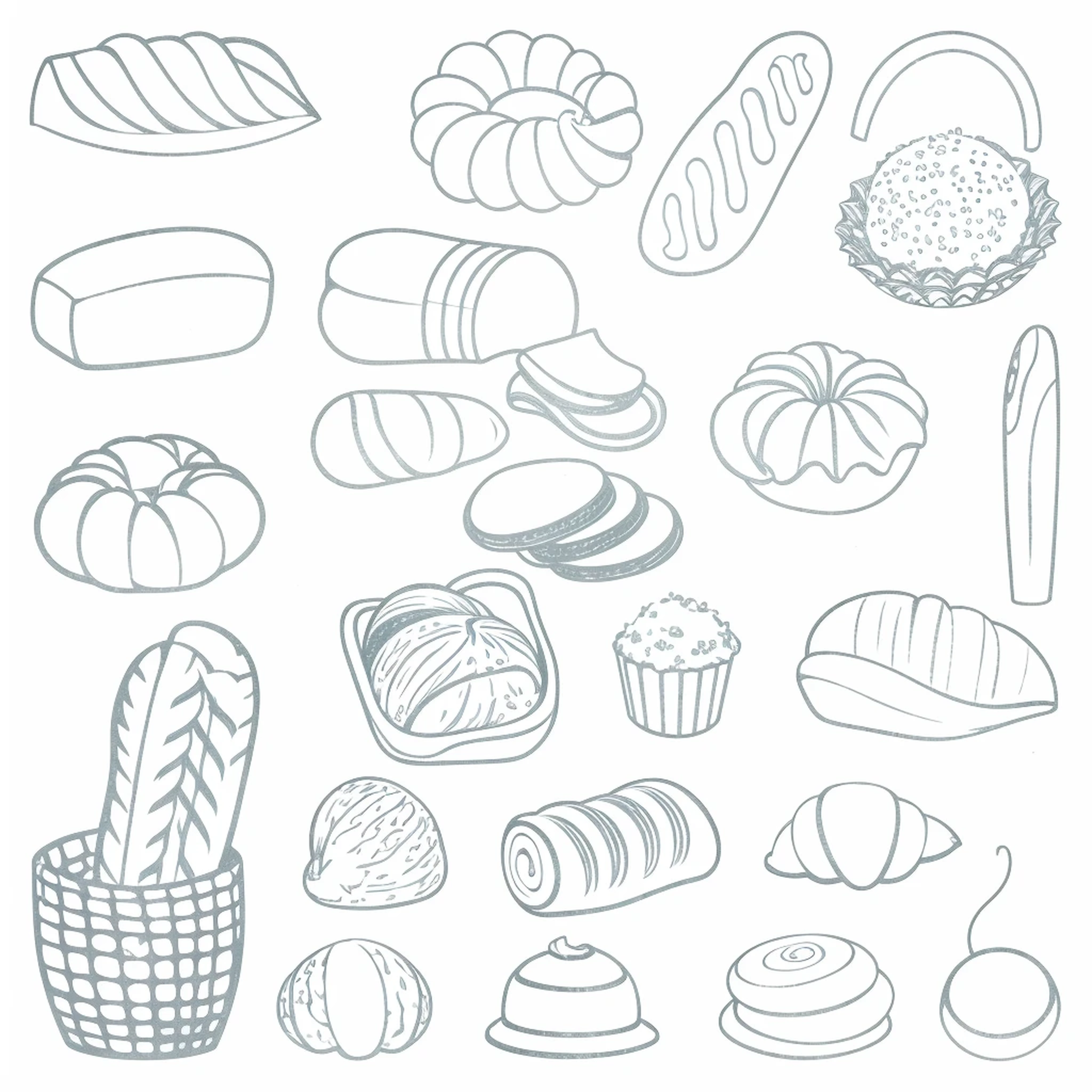 modify each food image into another stylized one, #ffffff white background