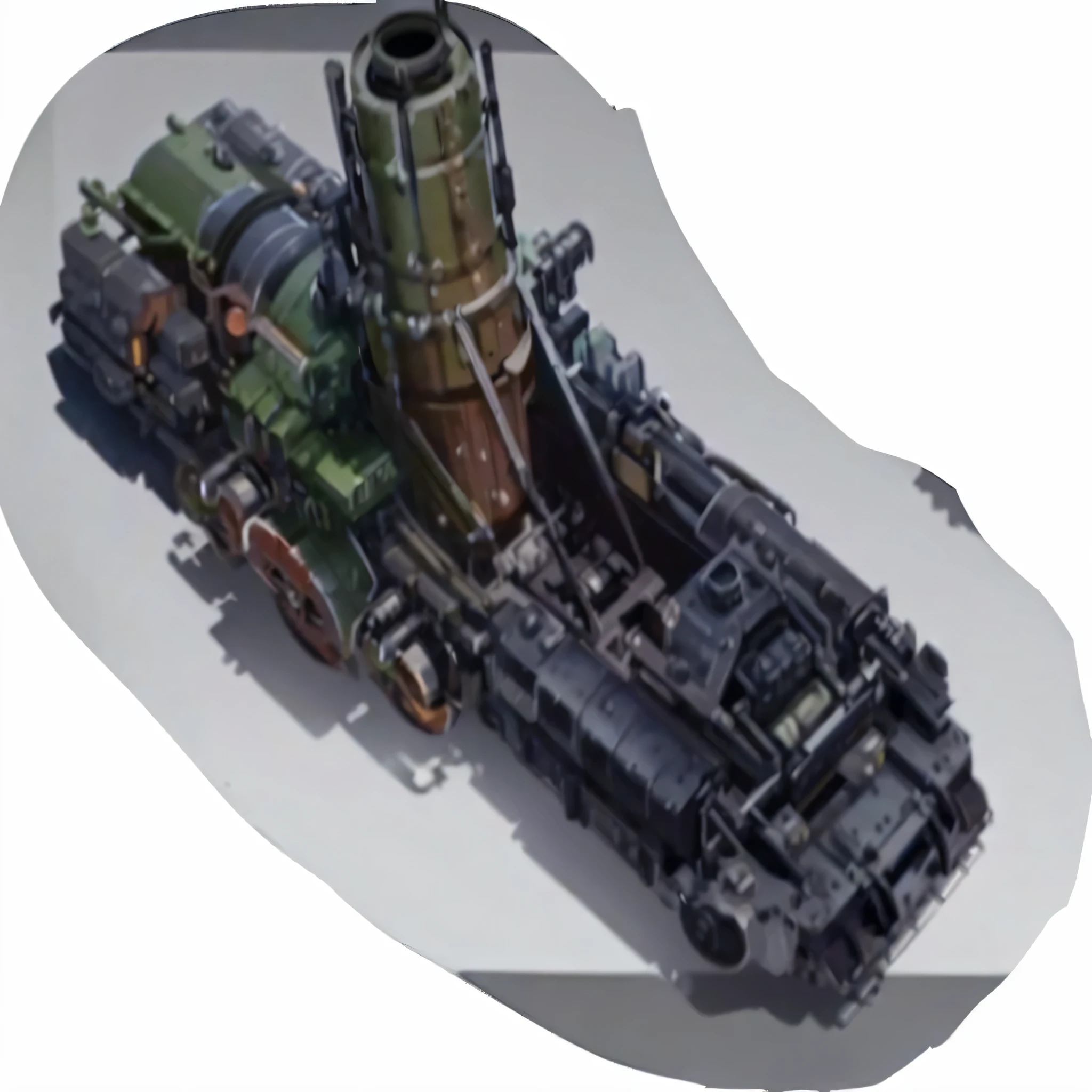 There is a model of a train engine，There are many tubes, Industrial manned spacecraft, detailed crash space ship, Solar Punk Hover Car, prominent keel-mounted railgun, rocket league tank, detailed spaceship, Military aircraft carrier equipment, Sunpunk spaceship, 背后安装着巨big deal大炮, re engine render, Dieselpunk setting, scifi futuristic vehicles, big deal