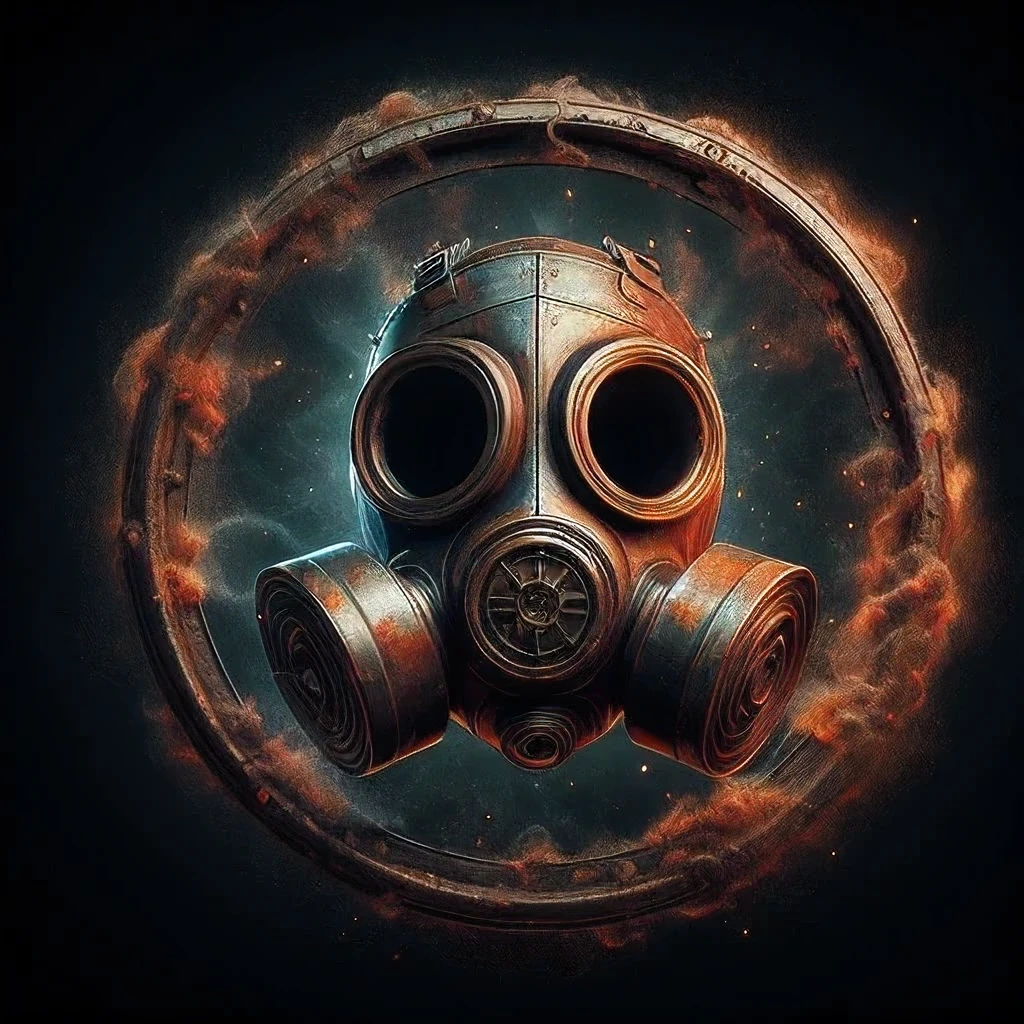 a close up of a gas mask with a circular frame, futuristic gas mask, gasmask, substance painter 3d, andrei riabovitchev symmetrical, by andrei riabovitchev, art nouveau octane render, by Adam Marczyński, MetalAI, MetalOutfit