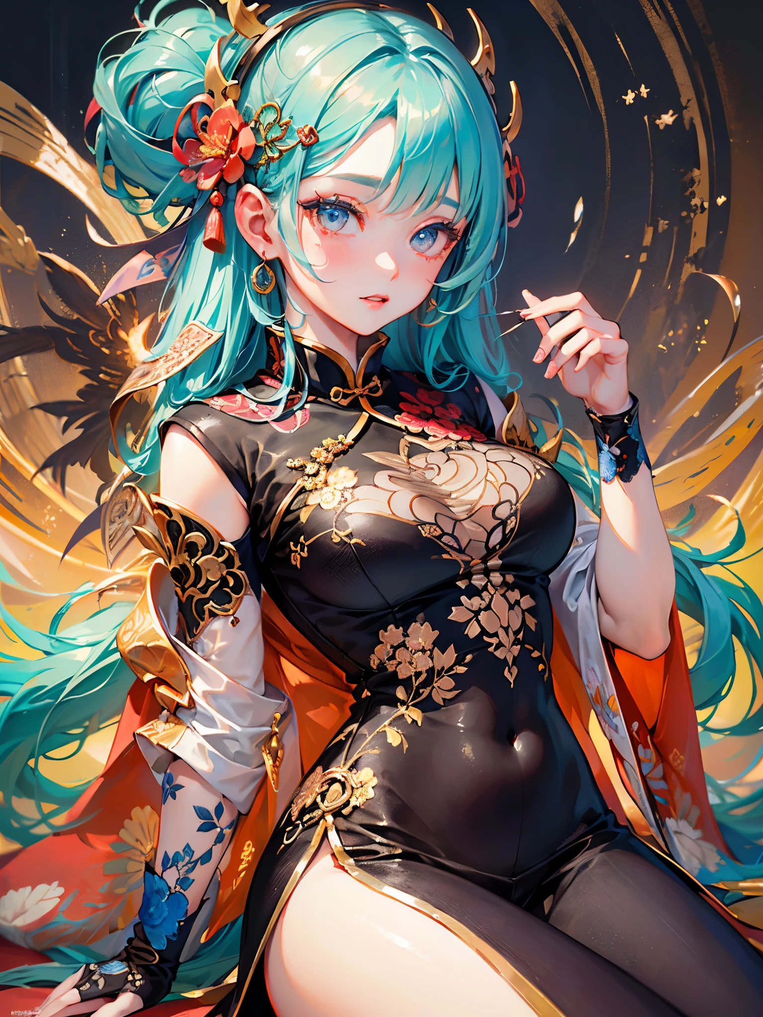 ((highest quality)),(ultra high resolution),(Super detailed),(detailed description),((best CG)),(best work of art),super precision art,amazing drawing art,(Chinese fantasy art with precise details:1.5), (adult women:1.6),(beautiful and well-shaped face:1.5),(Vibrant hu-fuku with intricate and detailed embroidery:1.6), explosion,diffusion,convergence,inflammation,water