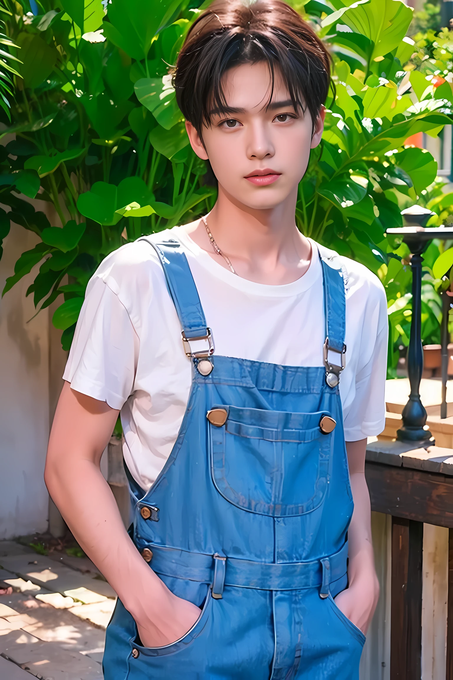 Realistic photography, 8k ,handsome man, Bib dress
