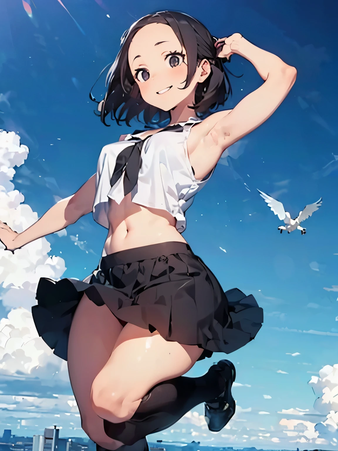 {(ultra realistic photo graphic style:1.4)}, {(1girl free_fall from 10000m above the ground:1.2), (out of focus background:1.4)}, {1girl, 18yo, beasts_ears}, (angel wing:1.4)}, {(cheerful:1.3), (candid shot), (forehead)}, {(inner_thighs showing pose:1.4)}