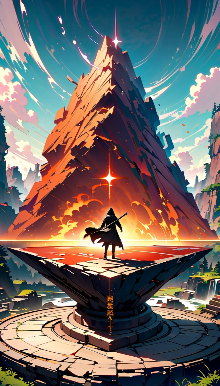 whole body, Kurosaki Ichigo, die worldview, orange hair, Grim Reaper costume, Sword holding posture, High-resolution digital art, 2.5D CGI技术, High quality details, Strength and determination, Yang Jie style, meditative rock scene, In-depth character description, 4K visual experience, Kurosaki Ichigo Characteristics, advanced art technology, world architecture perspective, Character display, aesthetic photography art, descriptive details, About the ultimate sense of reality, art style imitation, character building, Plot world description, environmental details, Character emotional expression, "die" Cultural atmosphere.