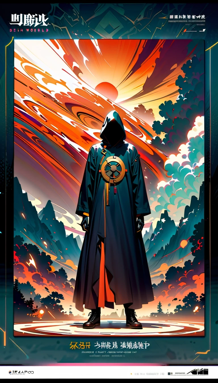 whole body, Kurosaki Ichigo, die worldview, orange hair, Grim Reaper costume, Sword holding posture, High-resolution digital art, 2.5D CGI技术, High quality details, Strength and determination, Yang Jie style, meditative rock scene, In-depth character description, 4K visual experience, Kurosaki Ichigo Characteristics, advanced art technology, world architecture perspective, Character display, aesthetic photography art, descriptive details, About the ultimate sense of reality, art style imitation, character building, Plot world description, environmental details, Character emotional expression, "die" Cultural atmosphere.