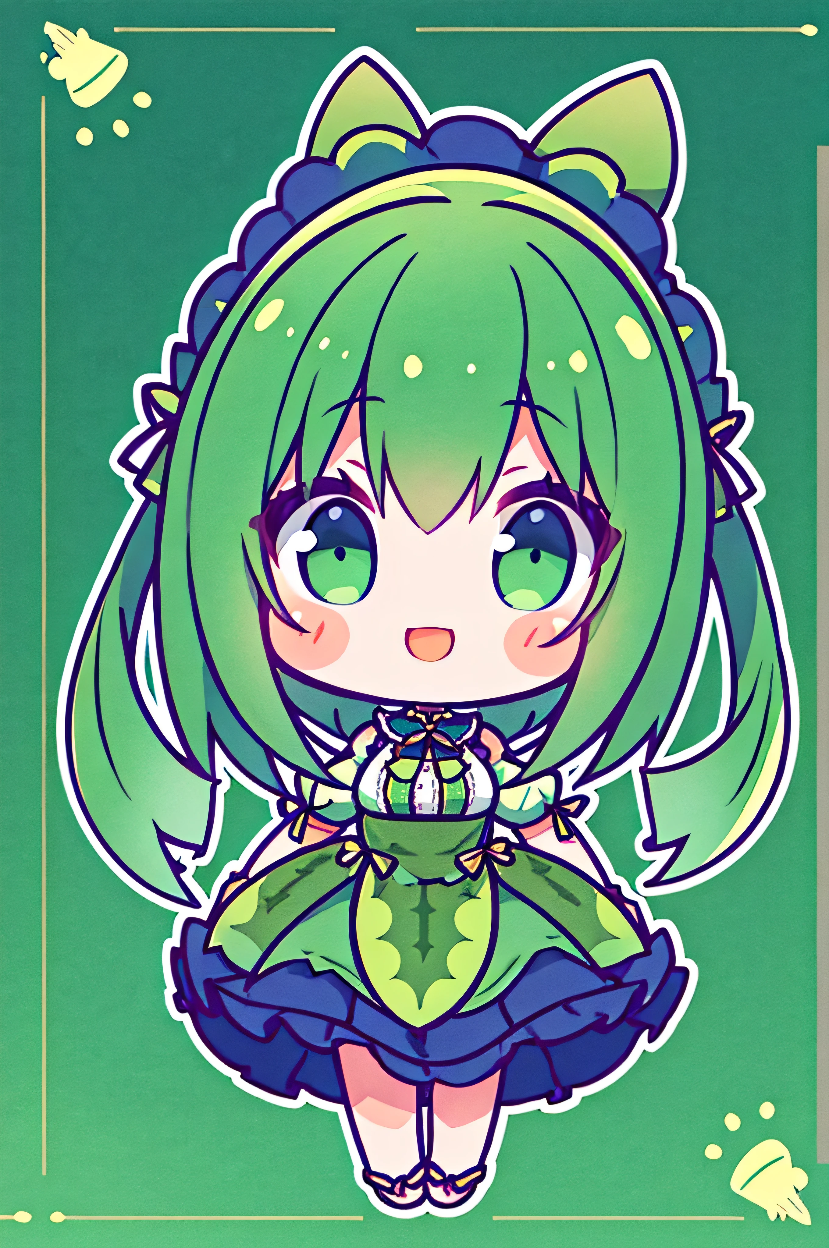 大きな伯爵を着たアニメのgirl'melon with green flesh and a fine mesh pattern on the skin.、The clothes are in the shape of a count.'melon.。girlは笑っています、girl'hand, feet, Clothes should be depicted entirely so that they do not protrude from the screen。.。