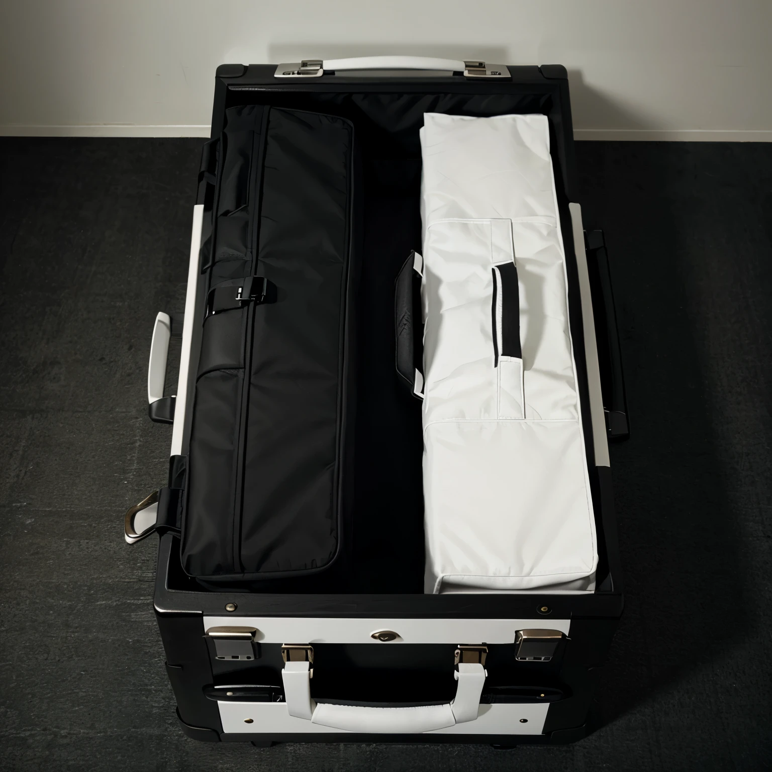 Closed briefcase in a color of black and white